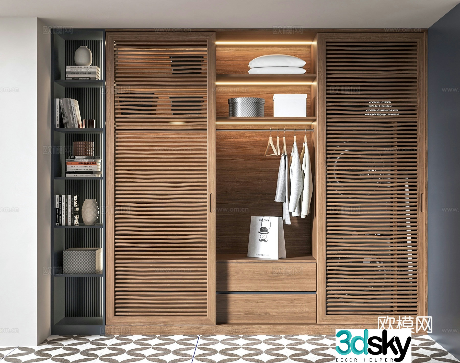 Medieval style balcony cabinet washing machine cabinet 3d model