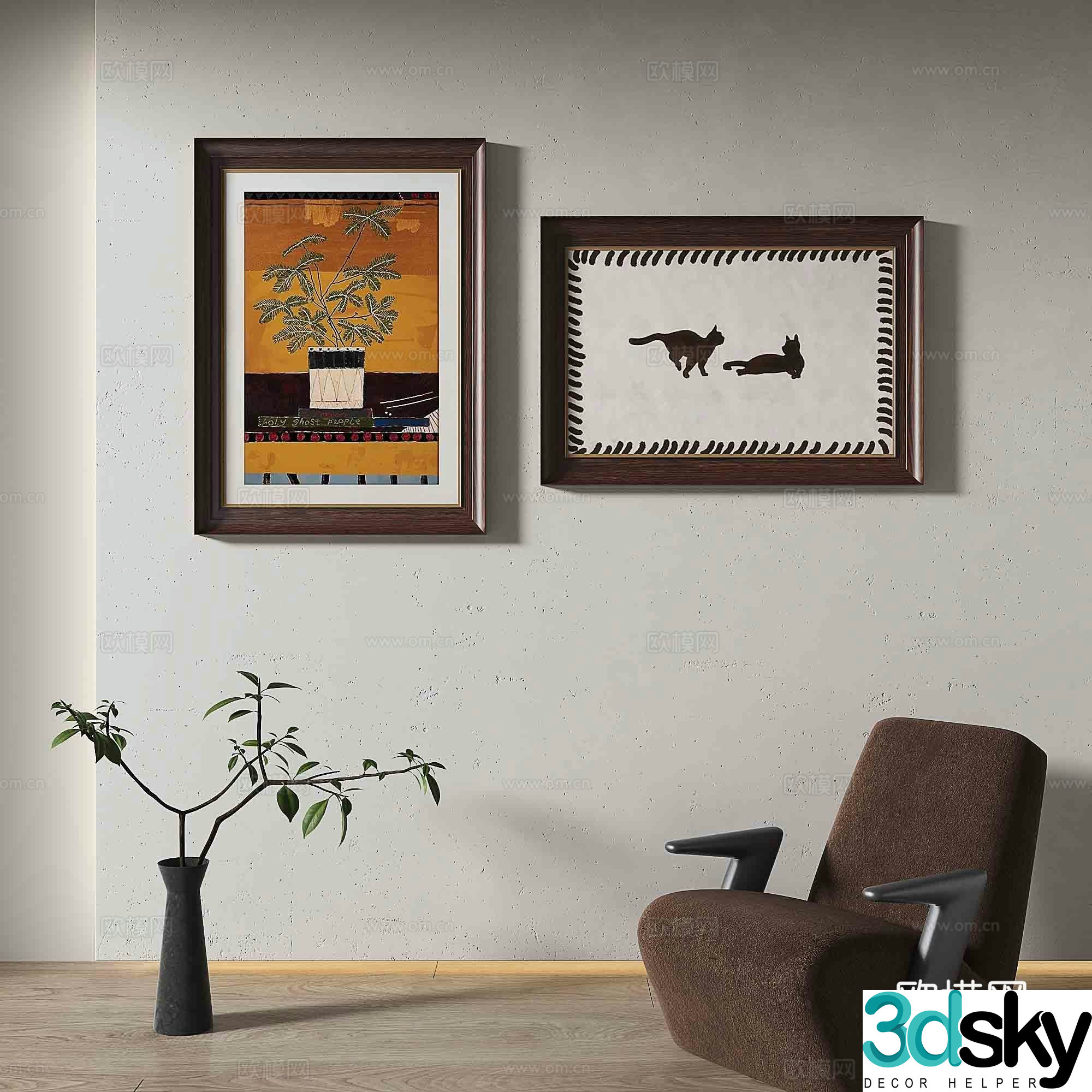 Simple European decorative painting retro painting hanging painting 3D model
