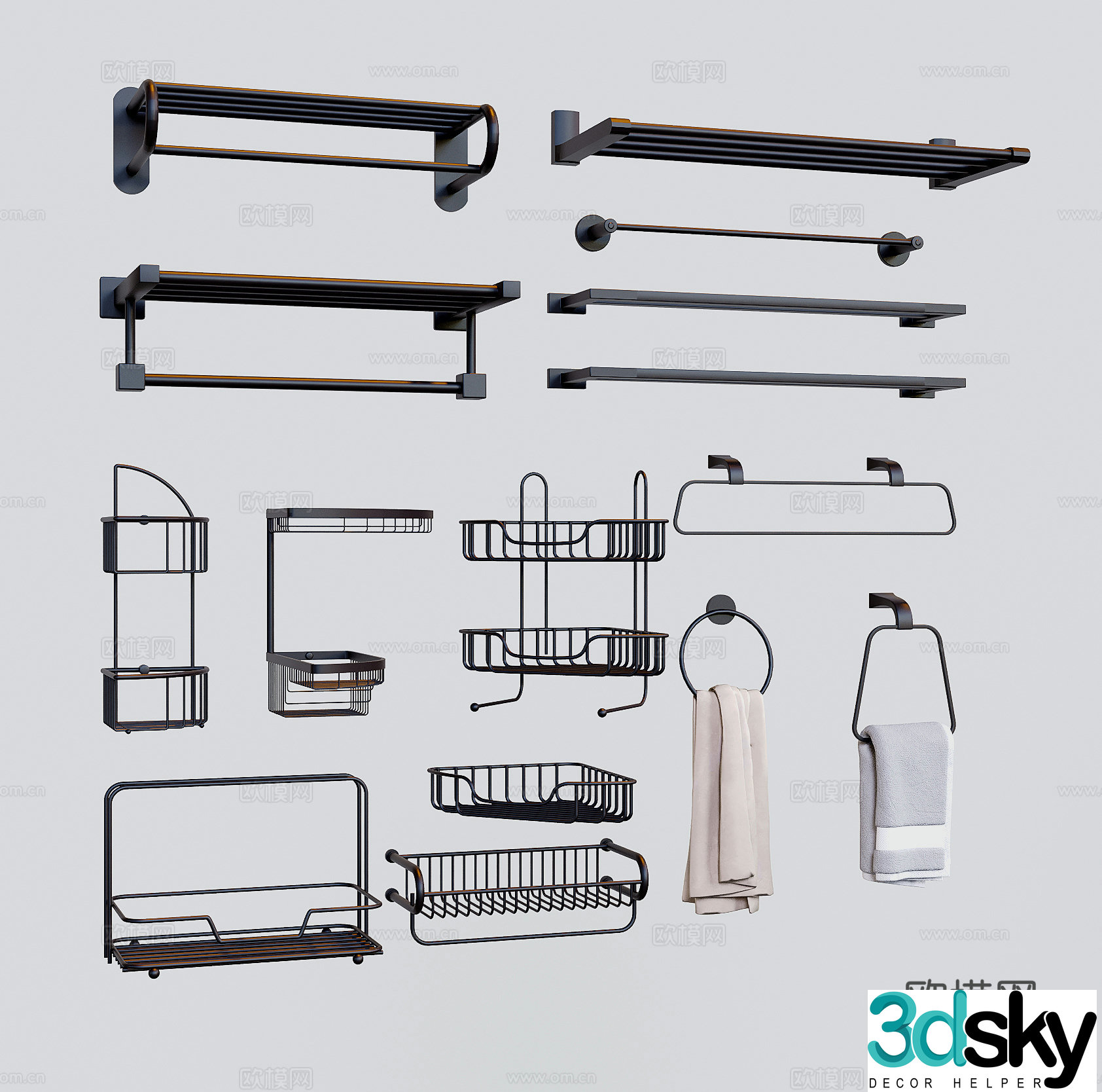 Modern bathroom supplies towel storage rack storage rack tripod 3d model
