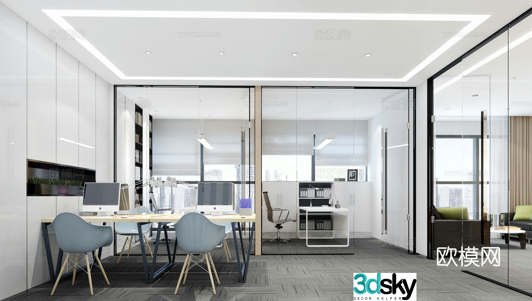 Public office area office 3d model