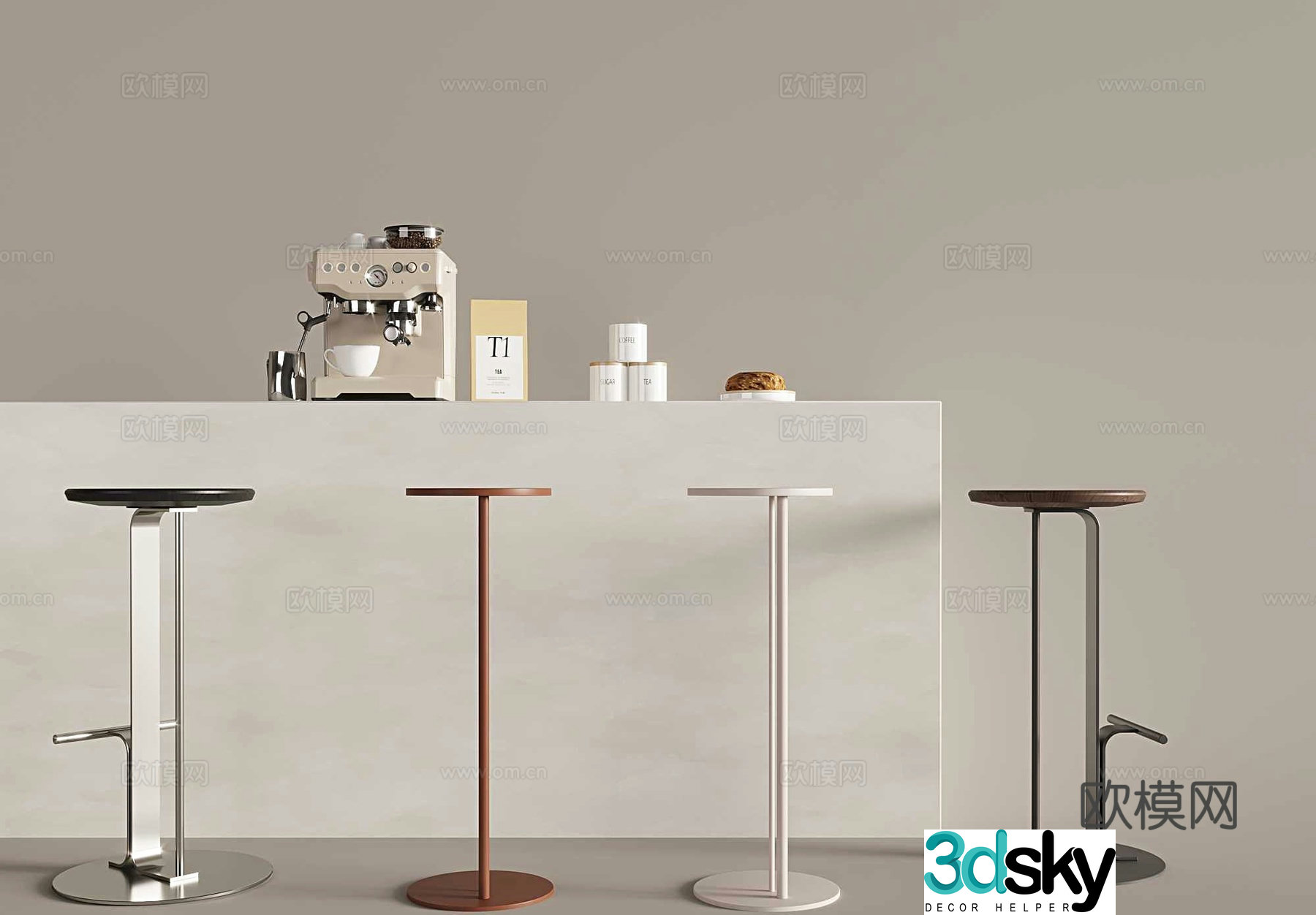 Italian bar bar stool coffee machine bar stool bar chair 3d model