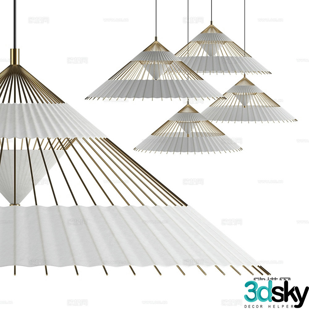 Modern umbrella chandelier 3d model
