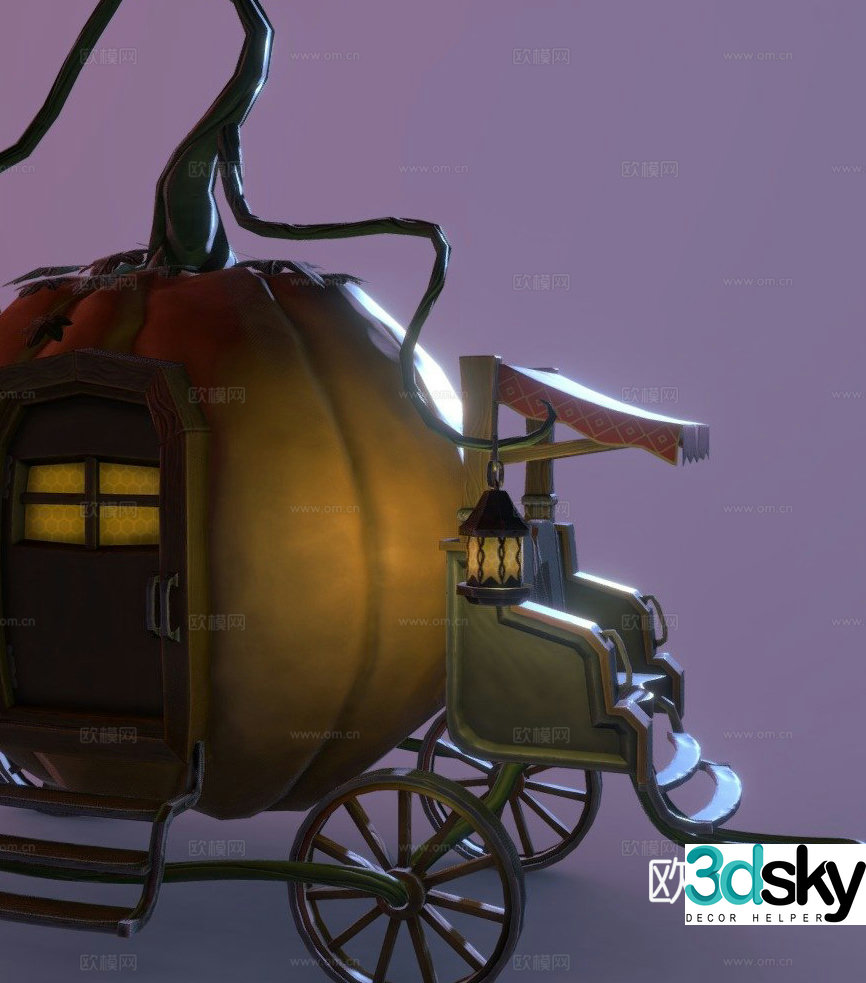 pumpkin carriage carriage 3d model