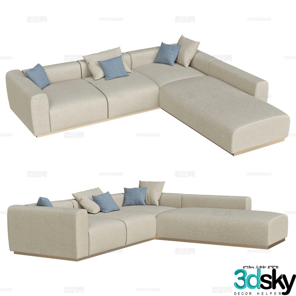 Braid multi-person sofa corner sofa 3d model
