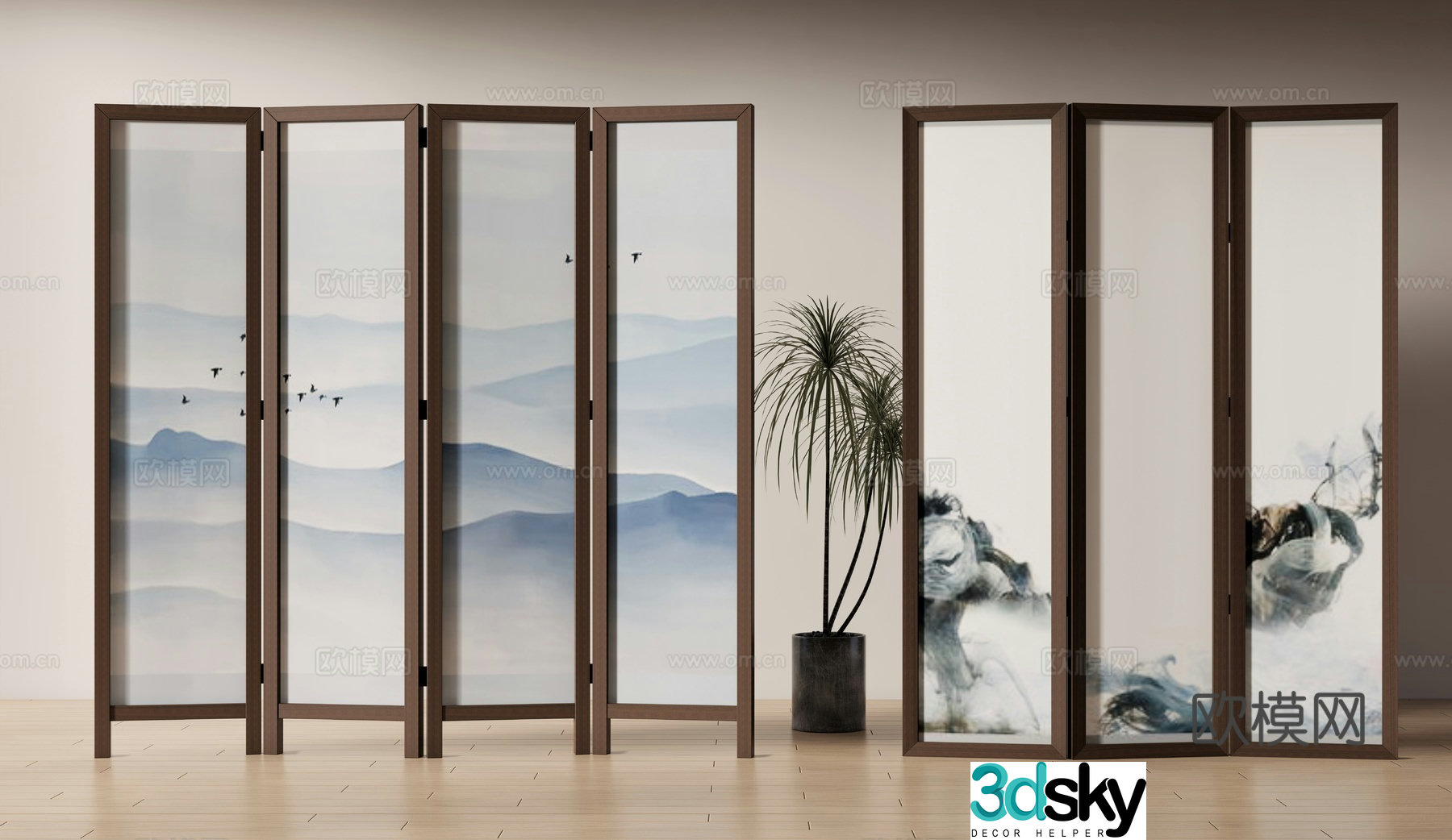 New Chinese style landscape screen 3D model