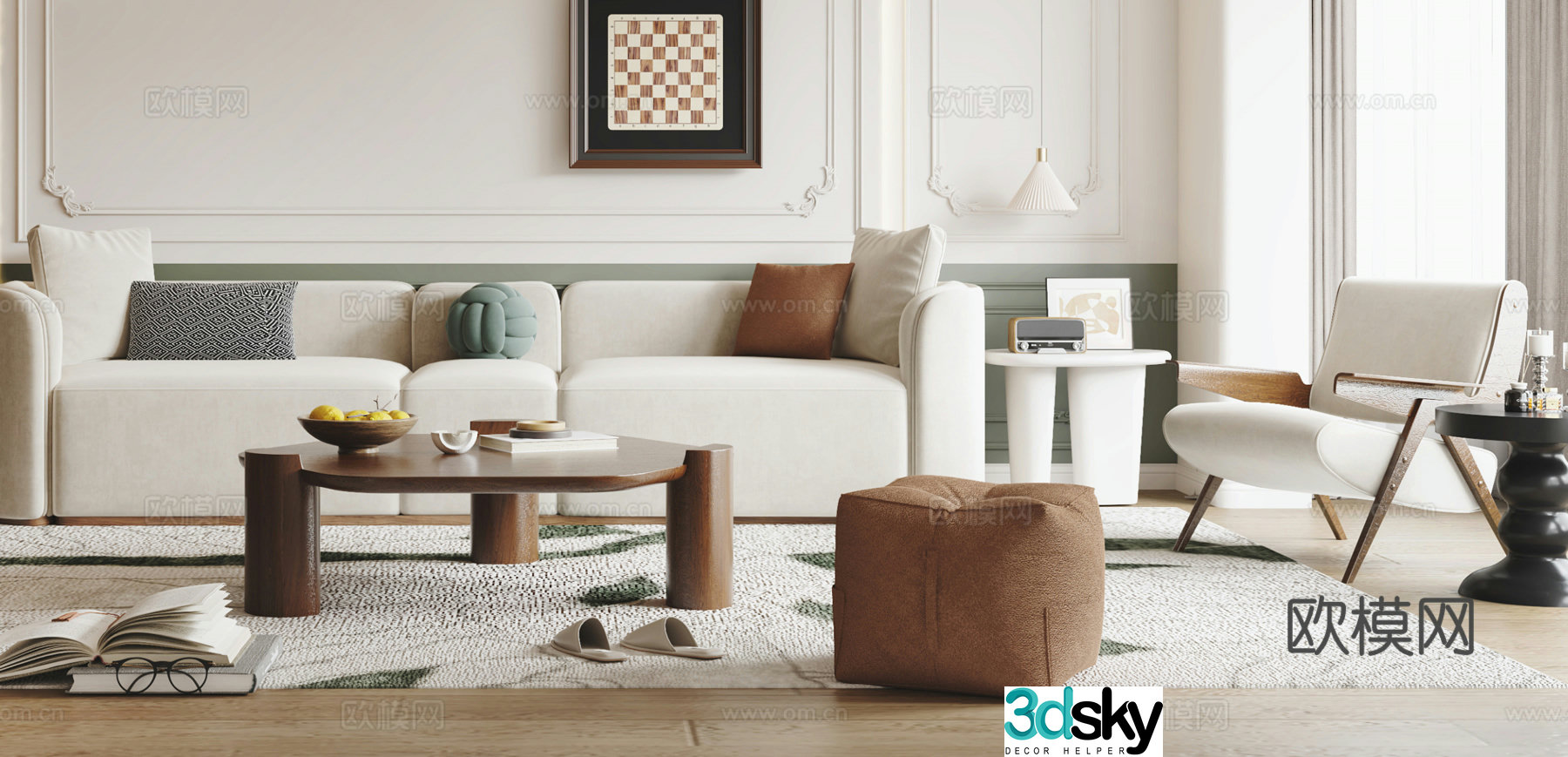 French sofa coffee table modular sofa 3d model