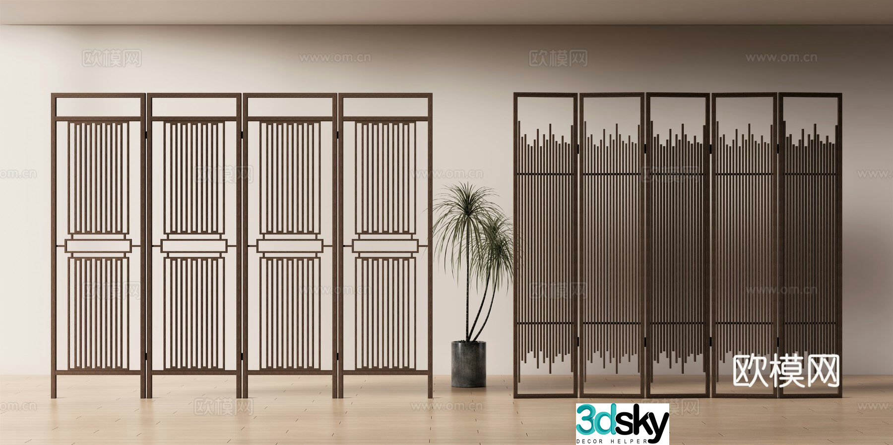 New Chinese style screen partition 3D model