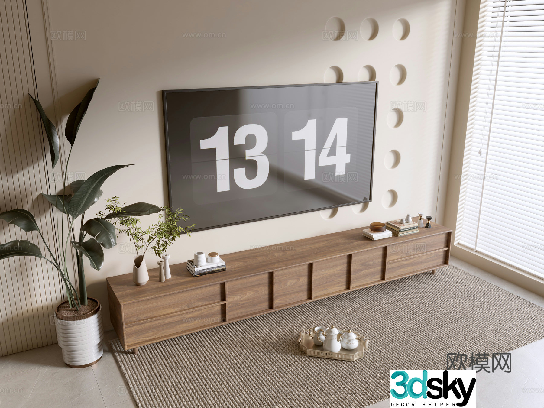 Log TV cabinet 3d model