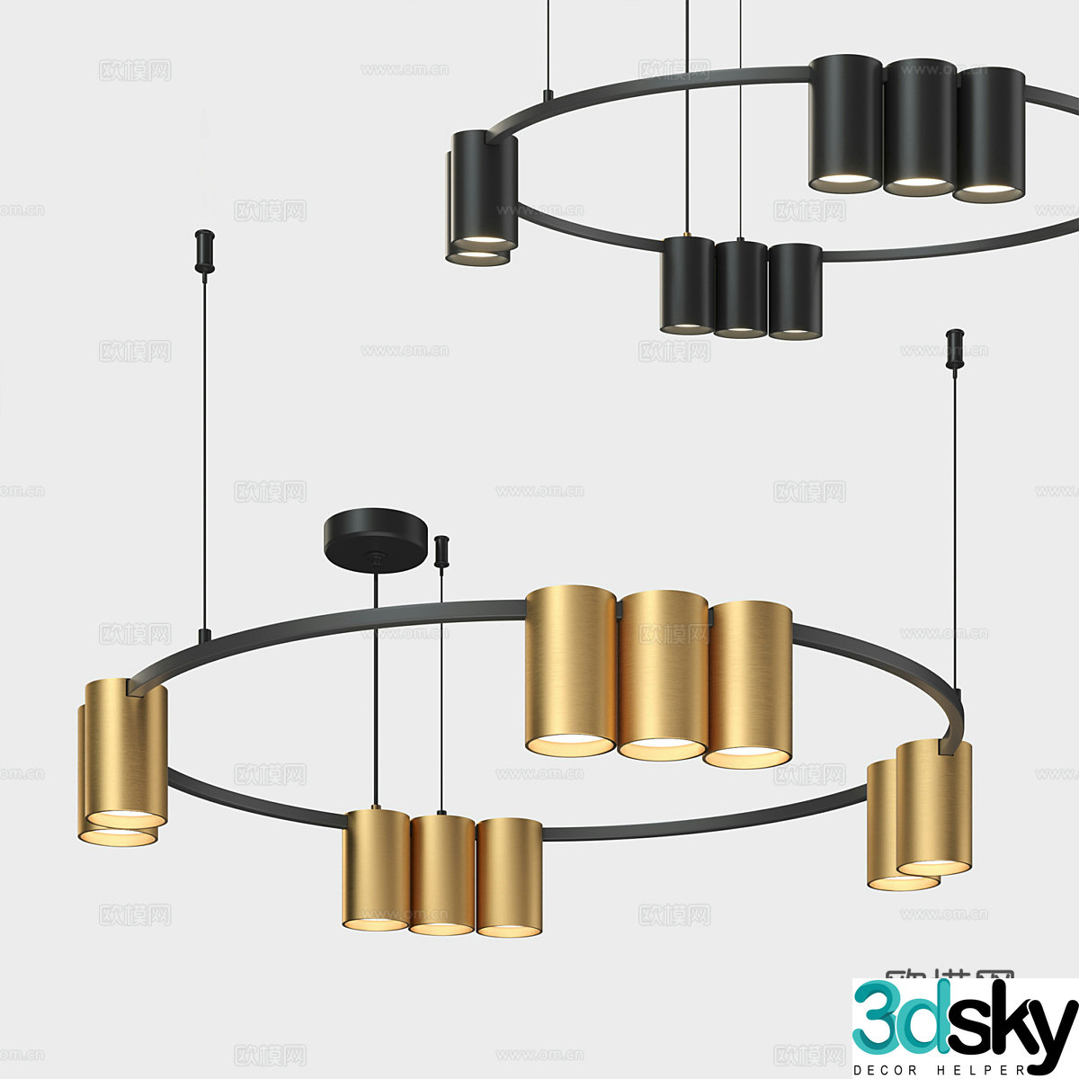Light luxury chandelier ring chandelier 3d model