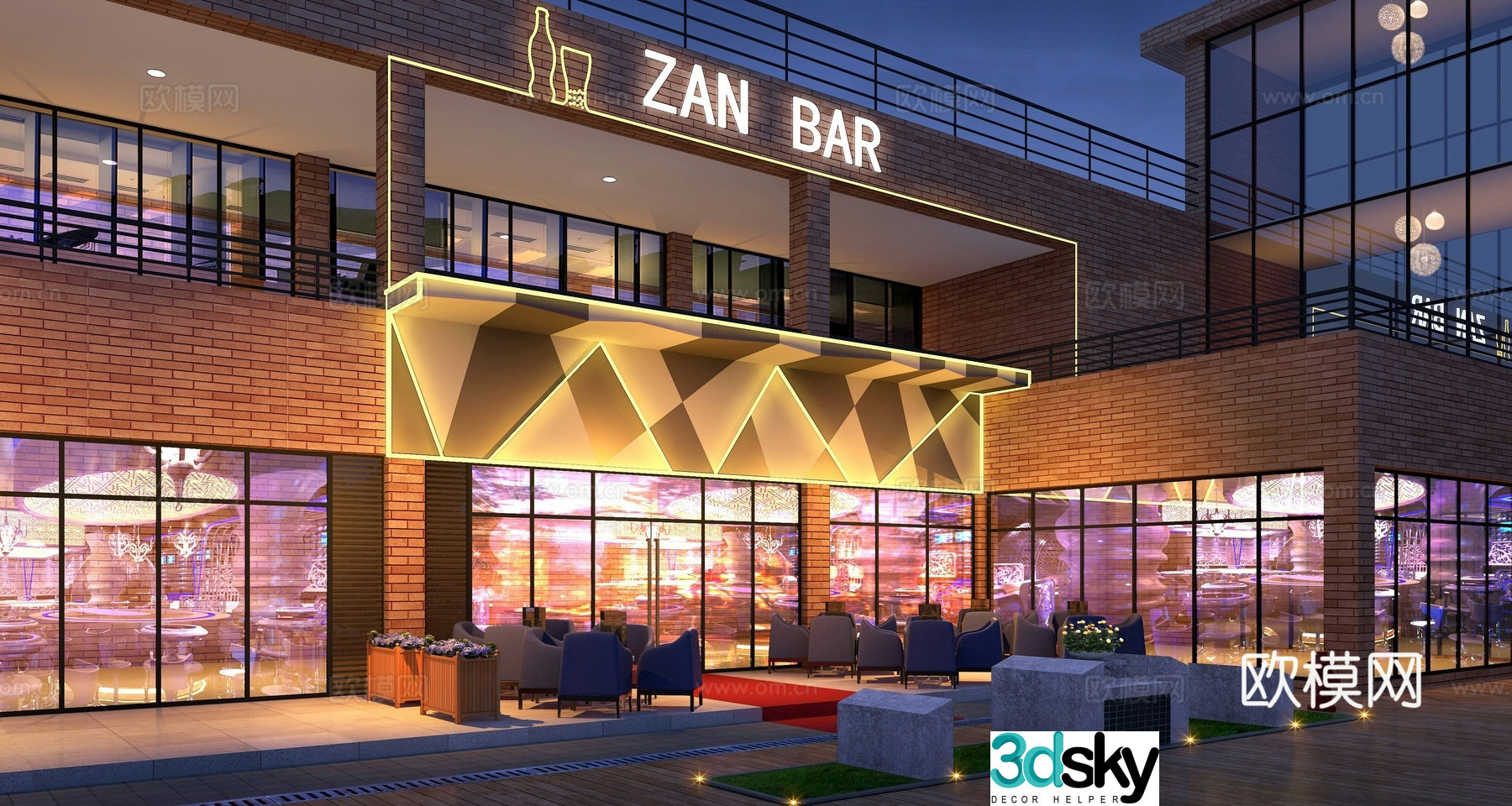 Bar front pub front 3d model