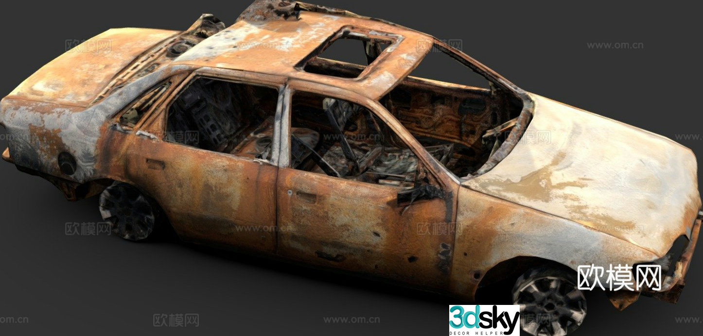 burned car 3d model