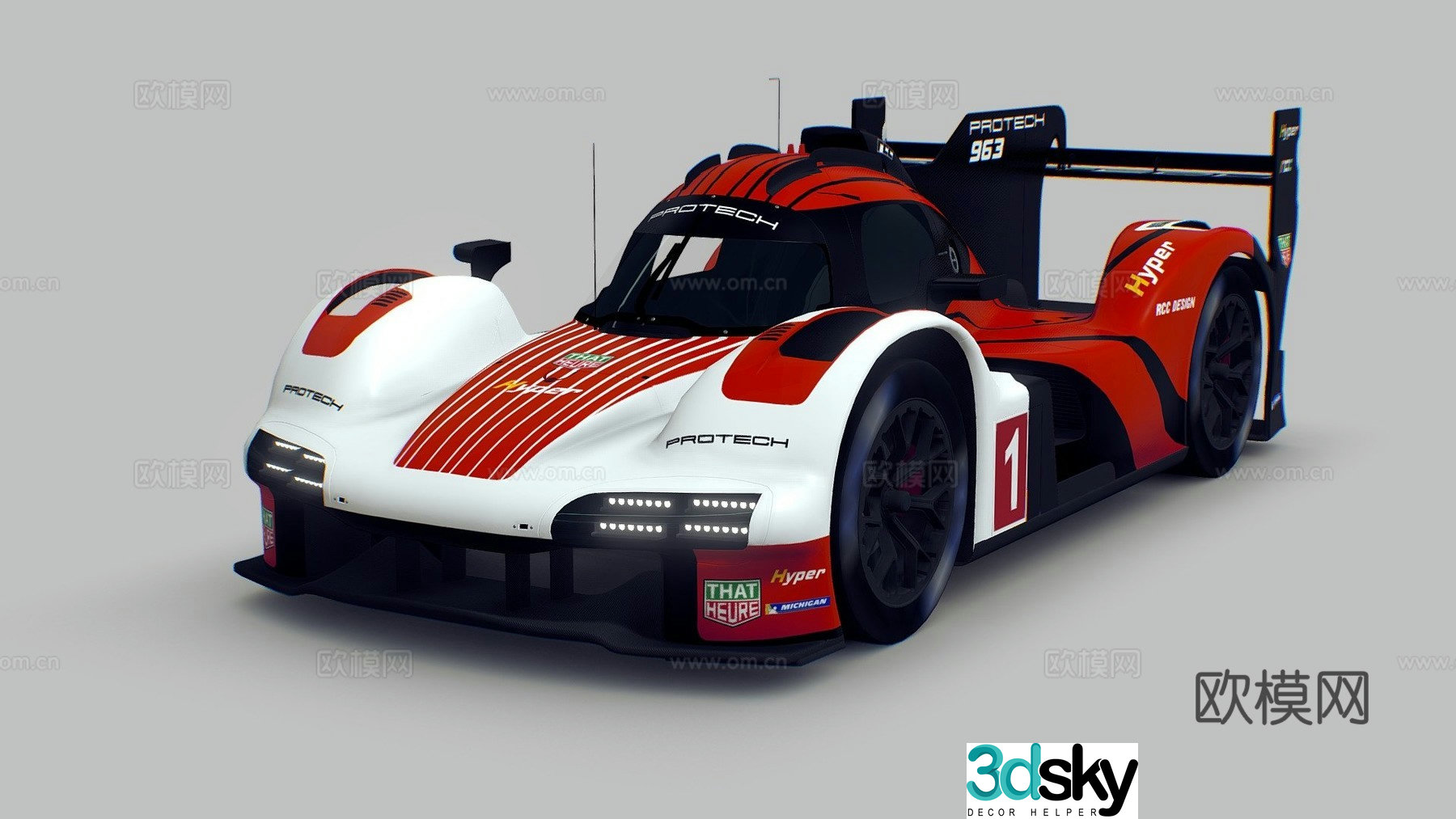 Cartoon overtaking sports car 3d model