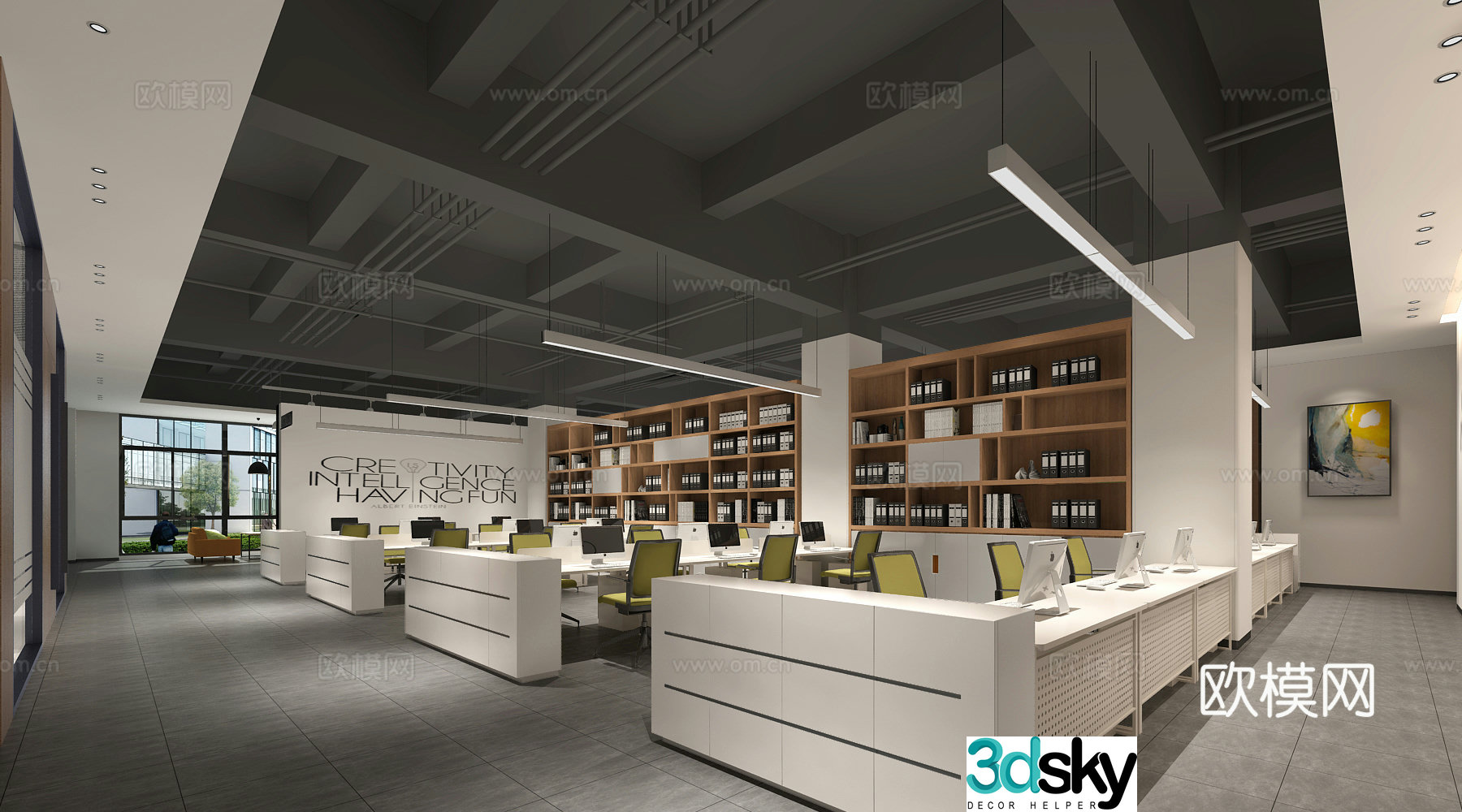 Public office area office 3d model