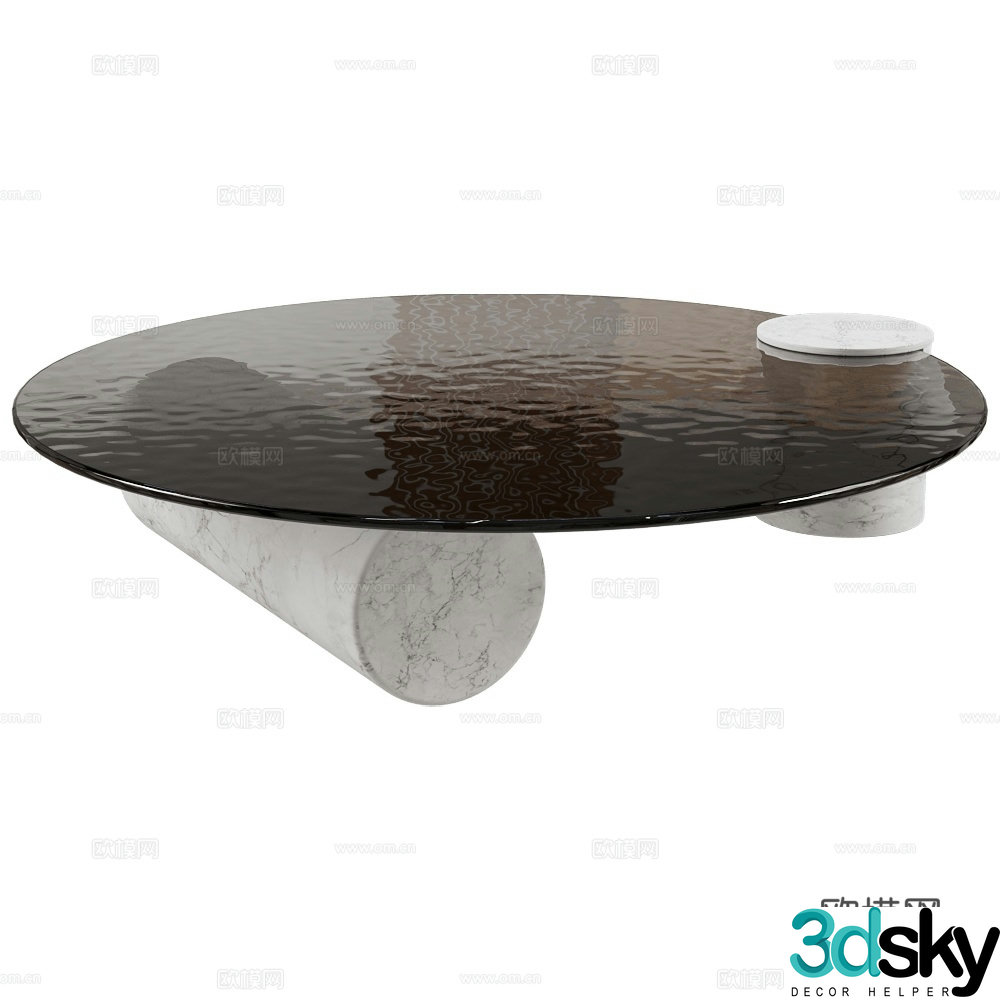 Baxter glass coffee table round coffee table 3d model