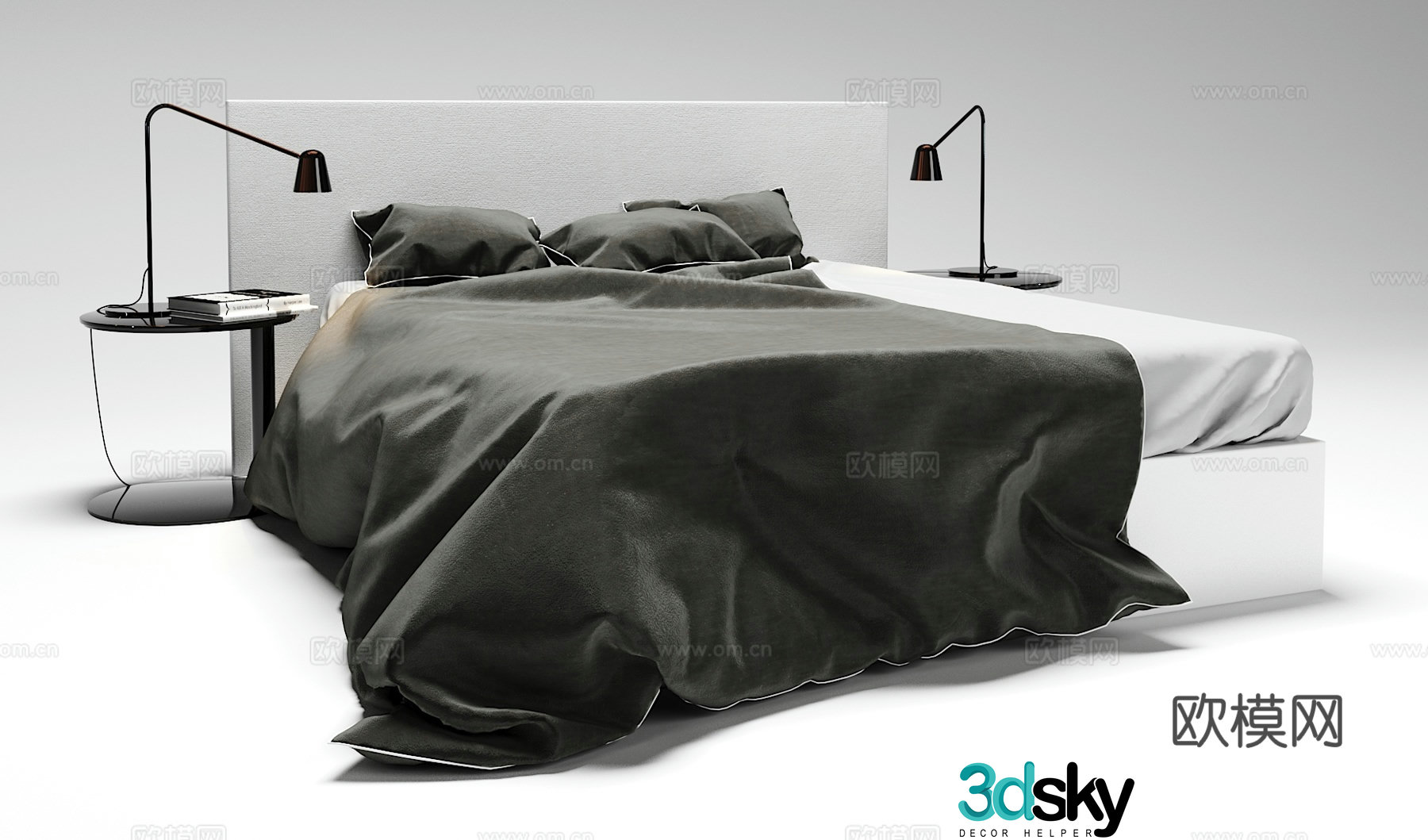 Modern double bed 3d model