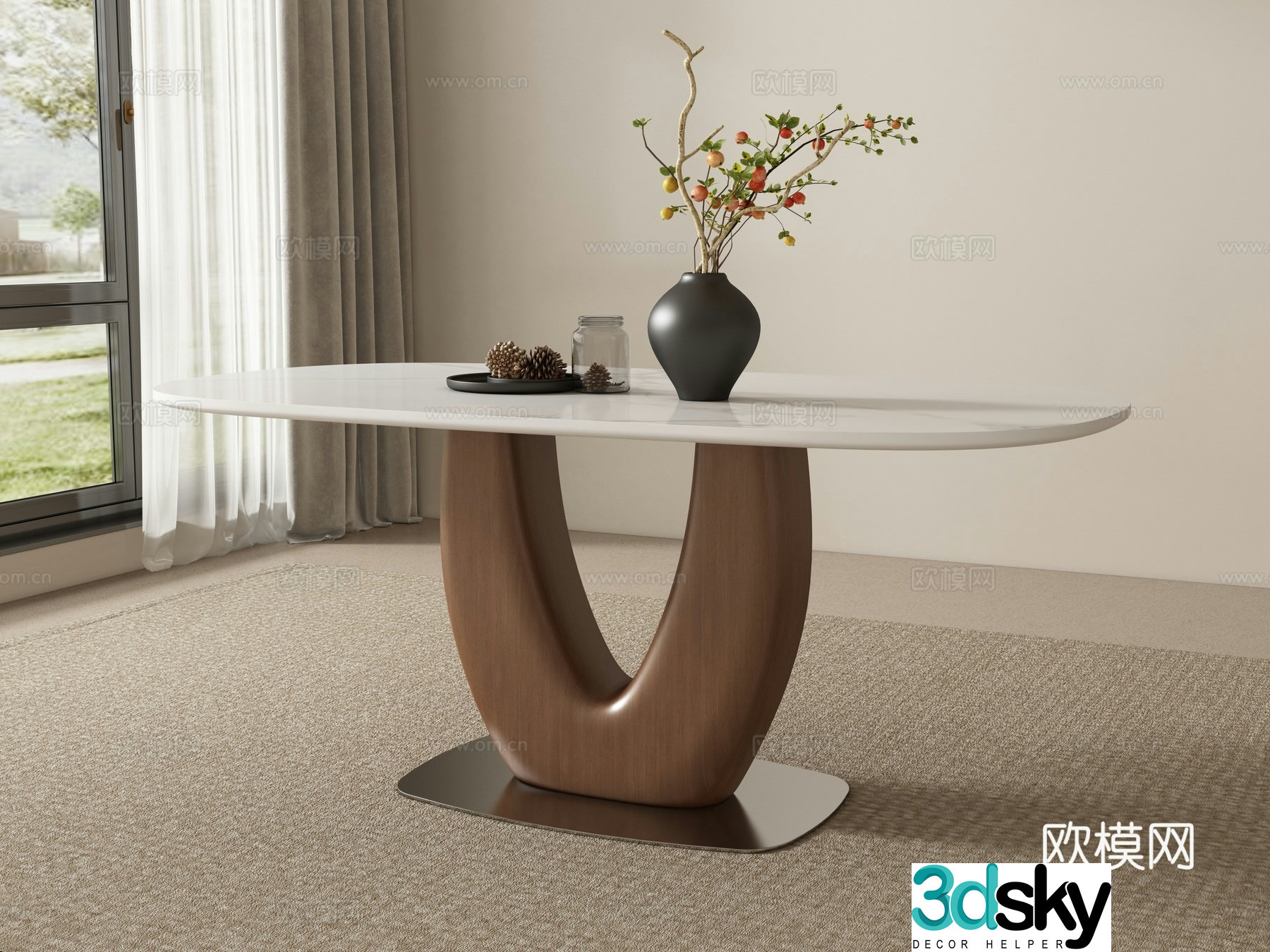 Medieval style dining table 3d model