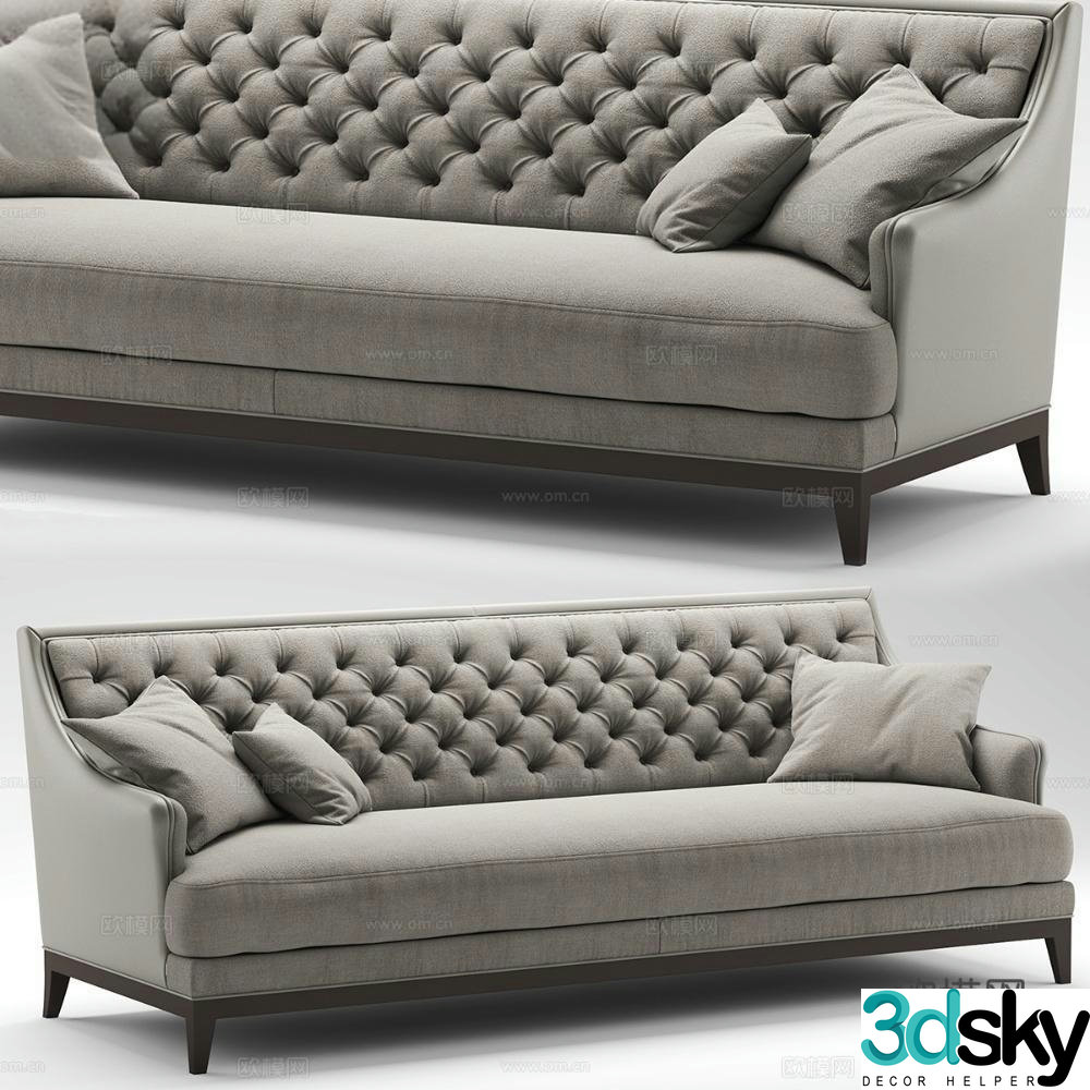 Straight row sofa multi-person sofa 3d model