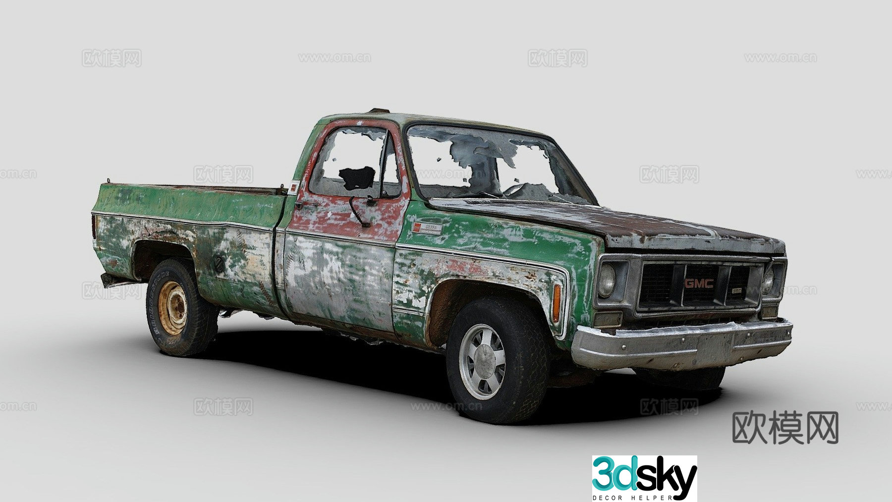dilapidated car pickup 3d model