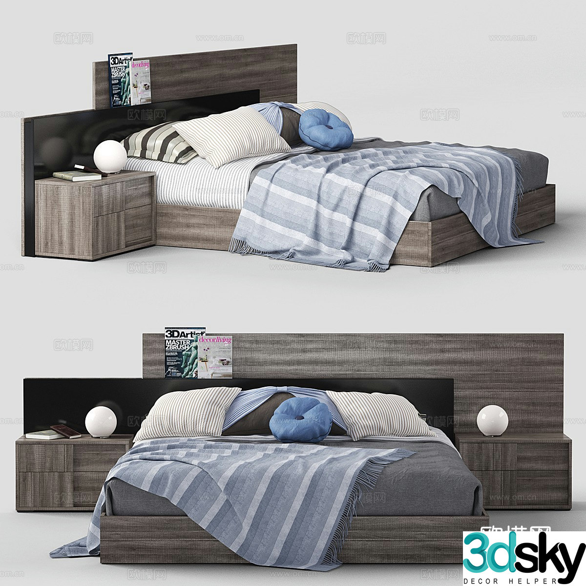 Modern double bed 3d model