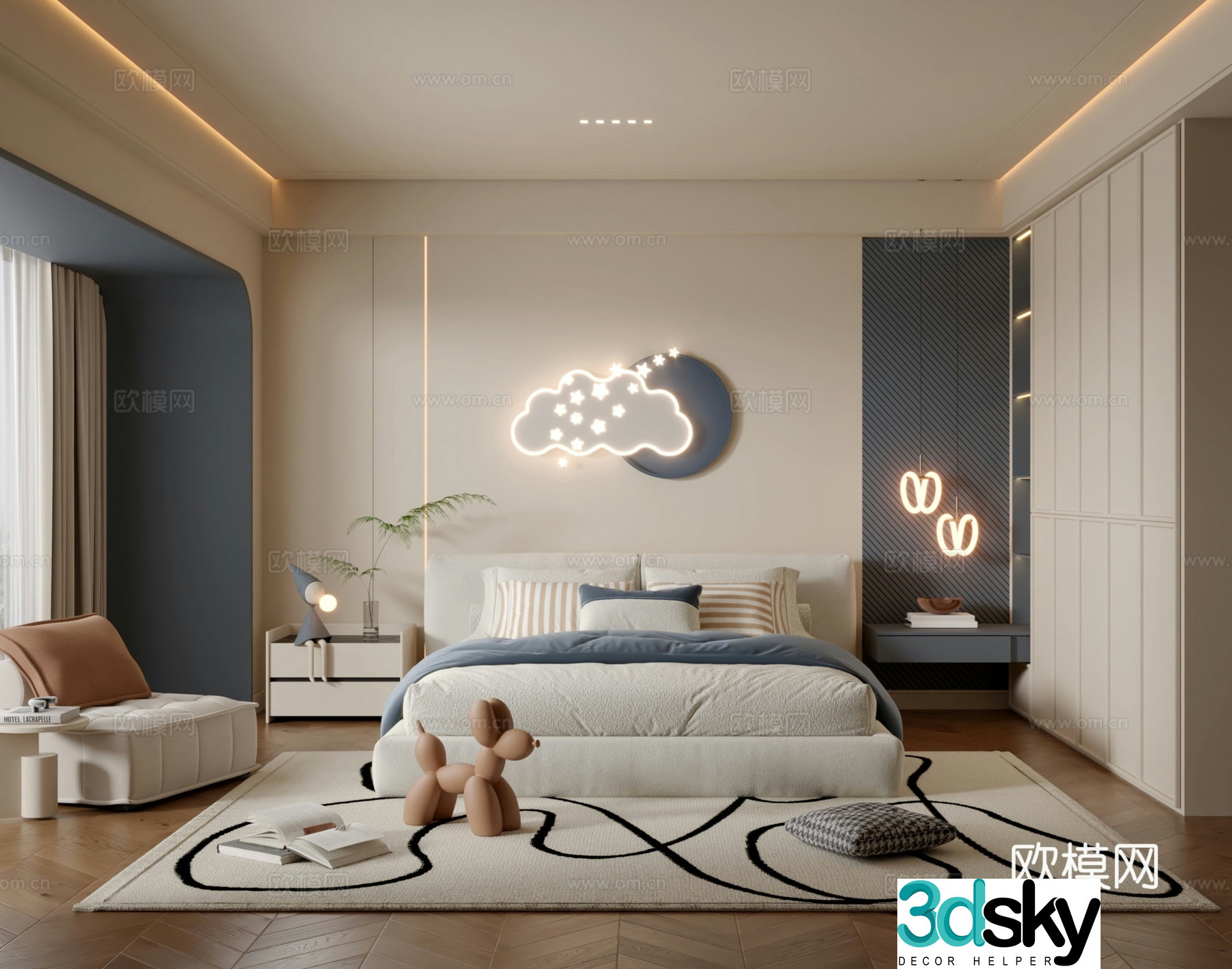 Modern children’s room boy’s room 3d model