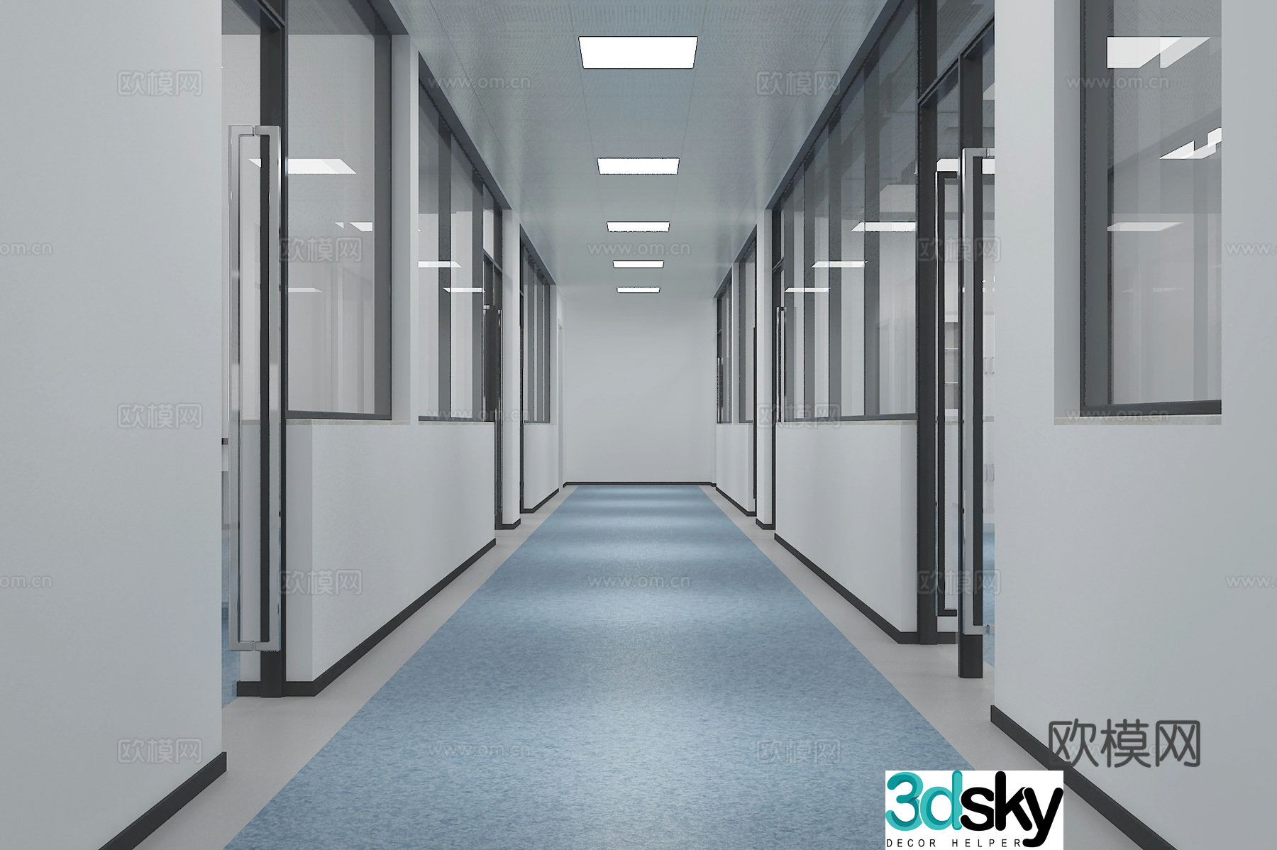 Modern laboratory corridor aisle 3d model