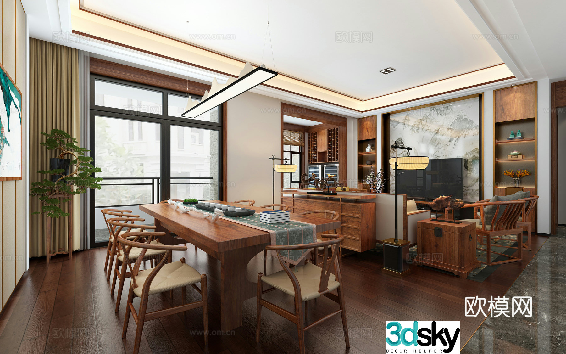 New Chinese style living room 3d model