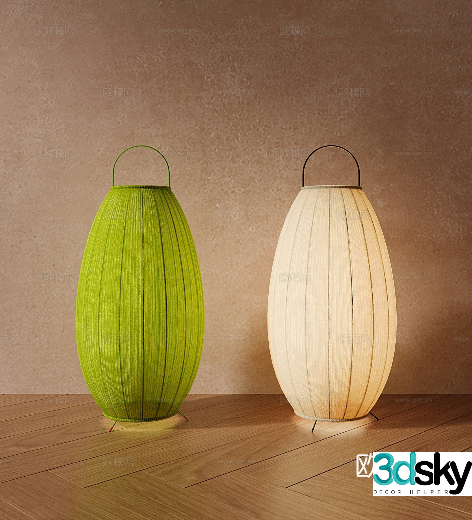 New Chinese style floor lamp lantern floor lamp 3d model