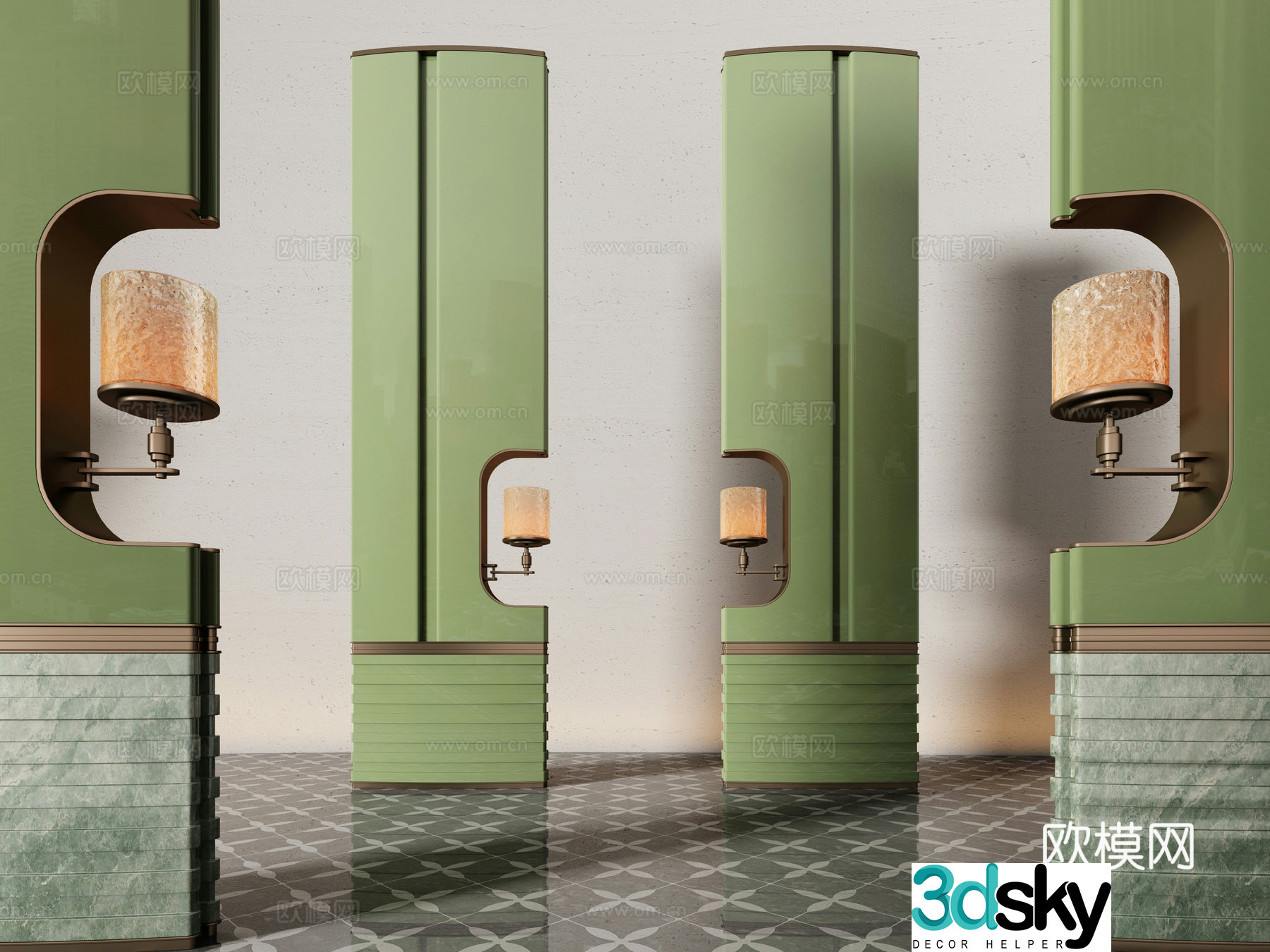 New Chinese style hotel partition 3D model