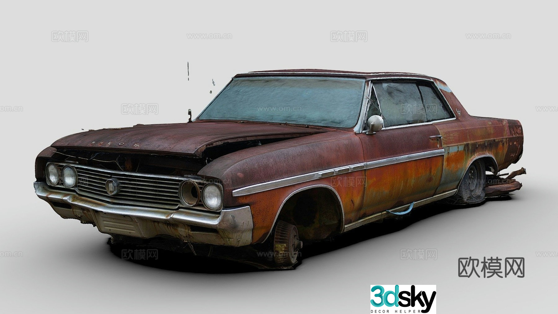 buick skylark rusty car sedan 3d model