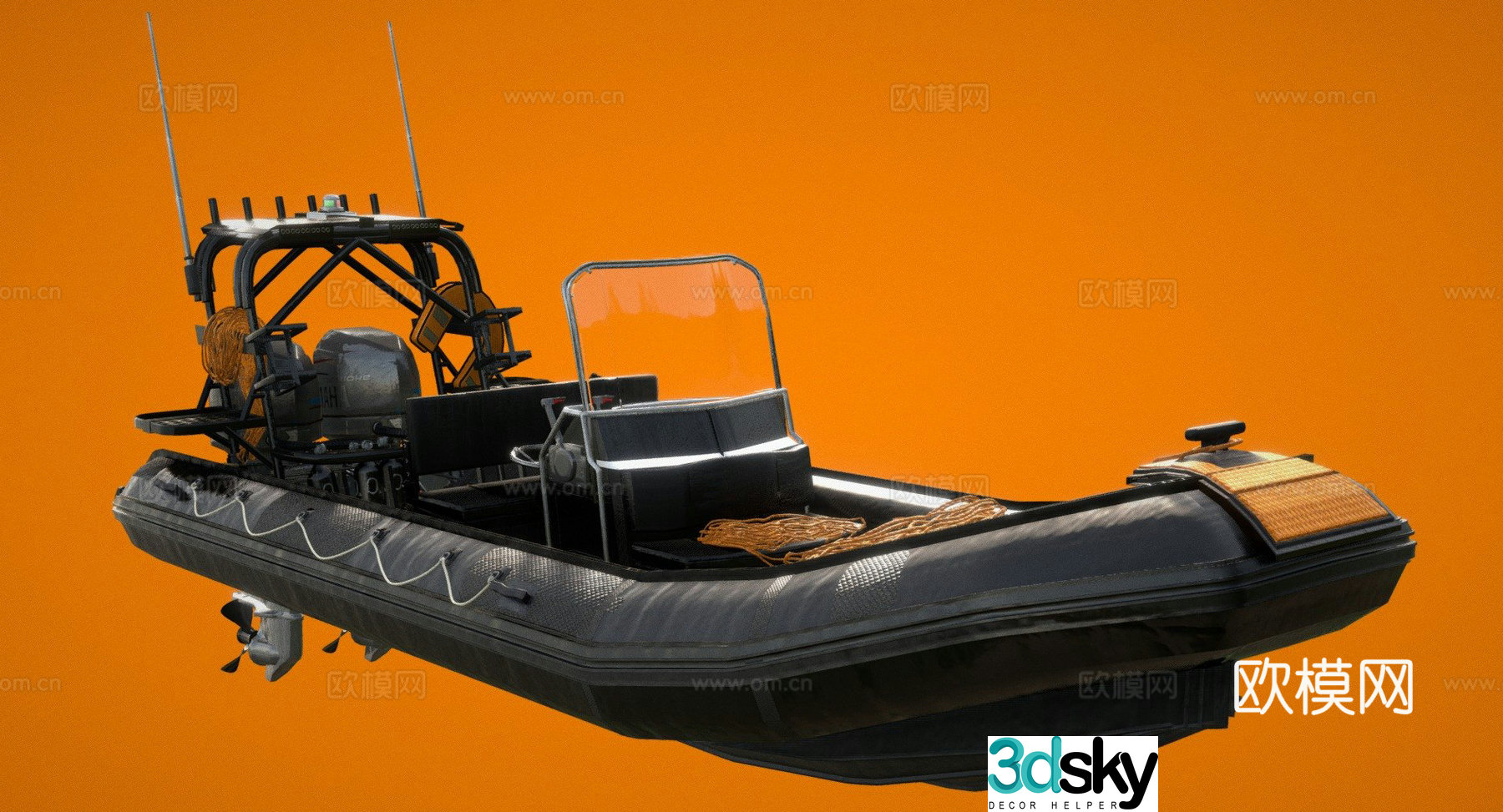 kayak motorboat yacht 3d model