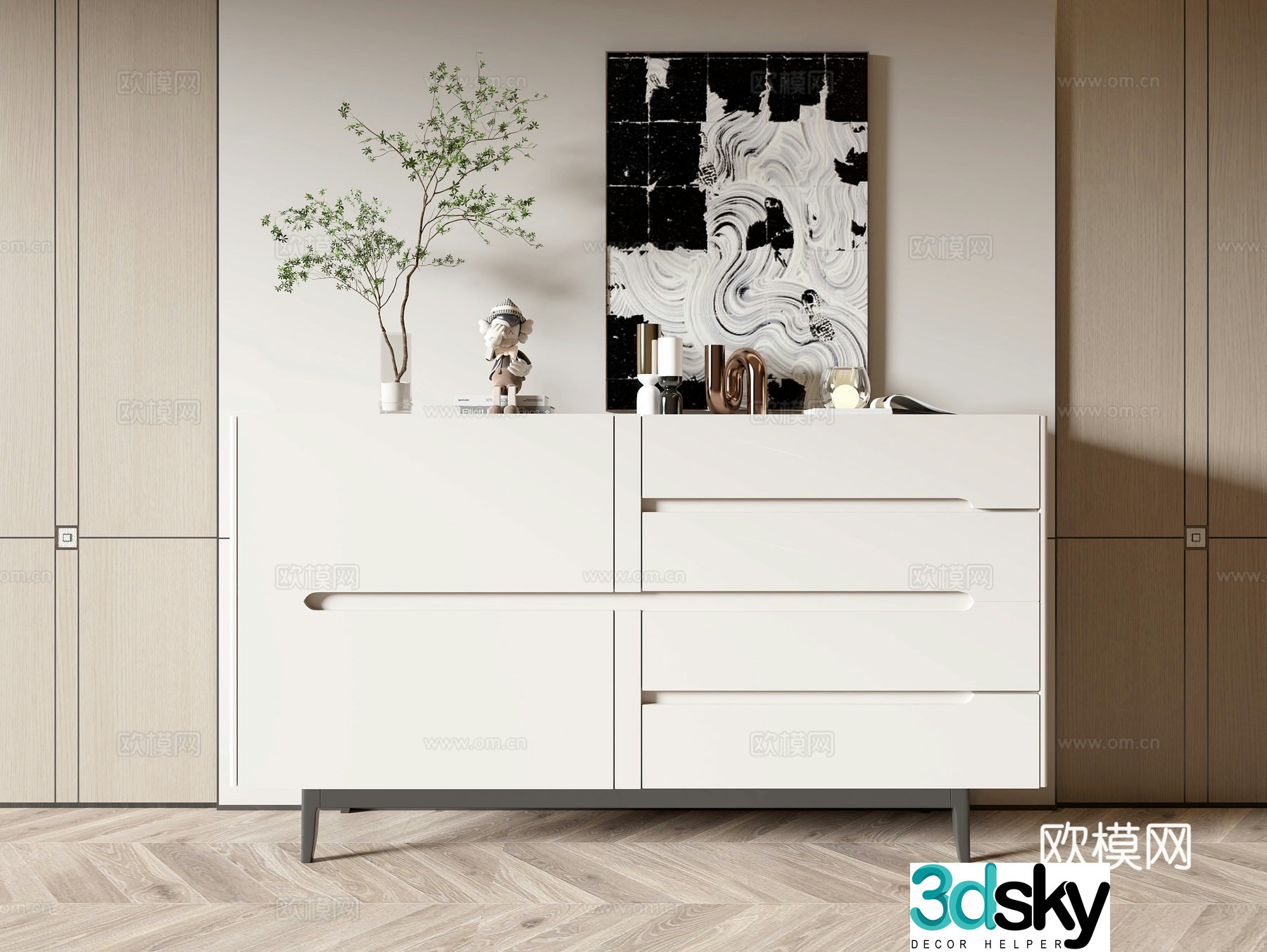 Modern entryway cabinet side cabinet 3d model
