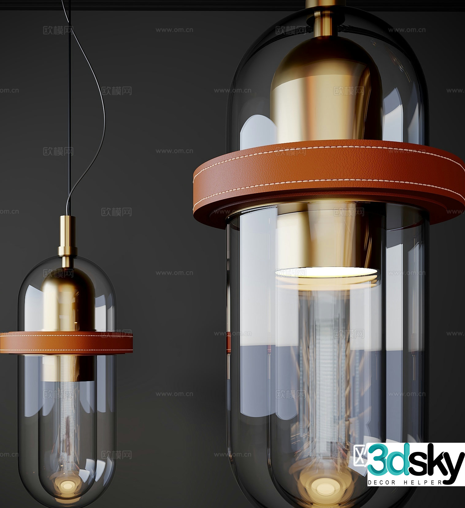 Glass chandelier restaurant chandelier 3d model