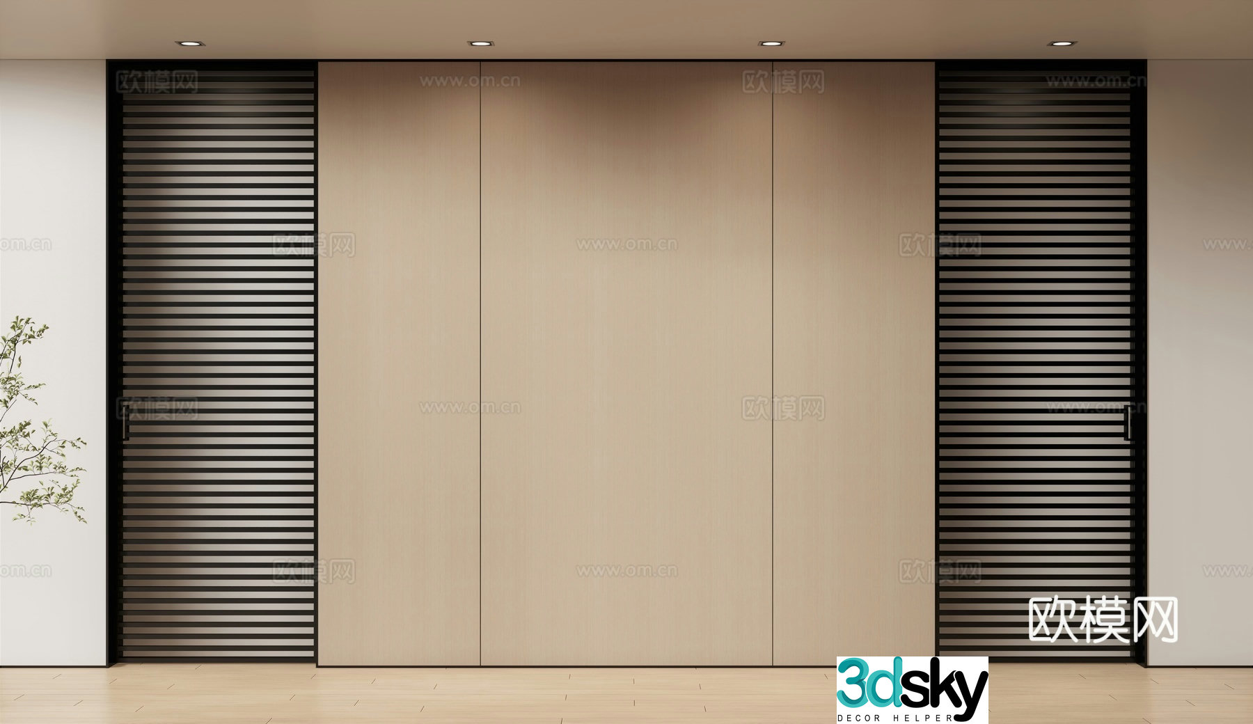 Modern sliding door pocket door partition wall 3d model