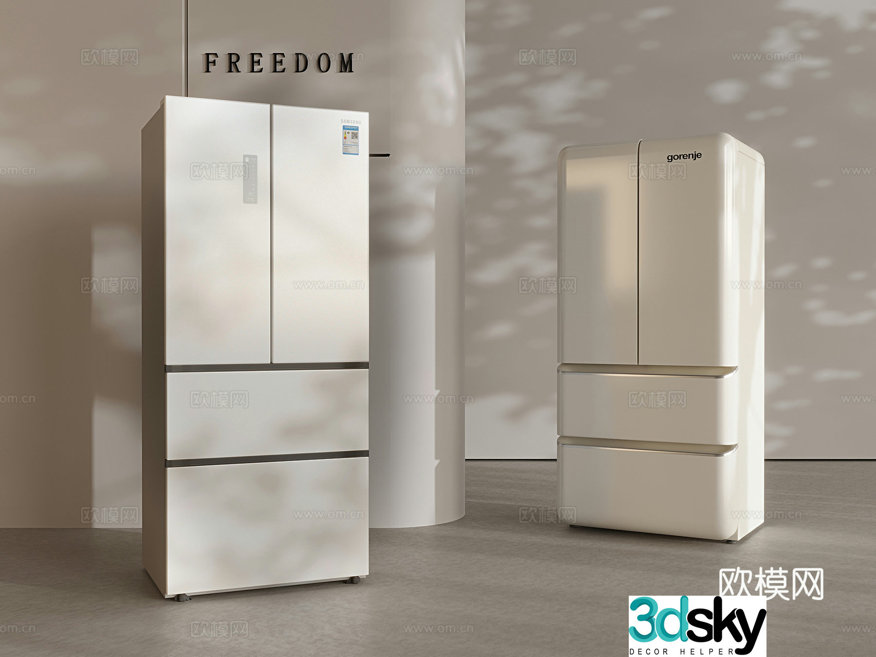Smart refrigerator four-door refrigerator 3D model