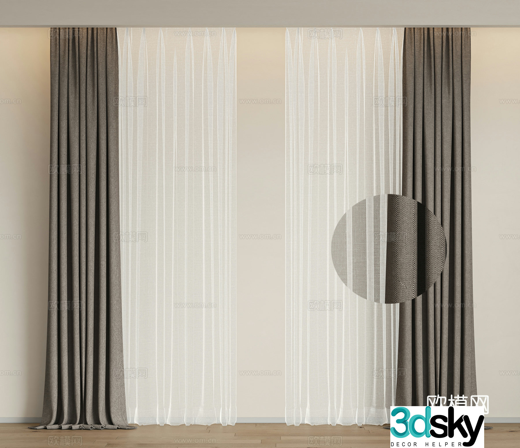 Modern curtain gauze curtain 3d model