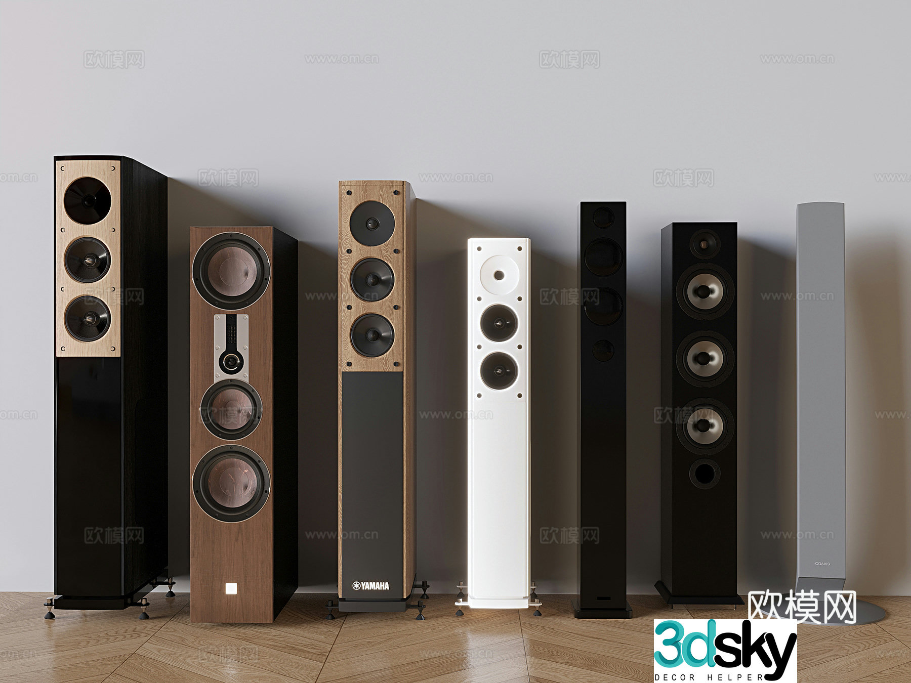 Floor standing audio subwoofer audio and video equipment 3d model
