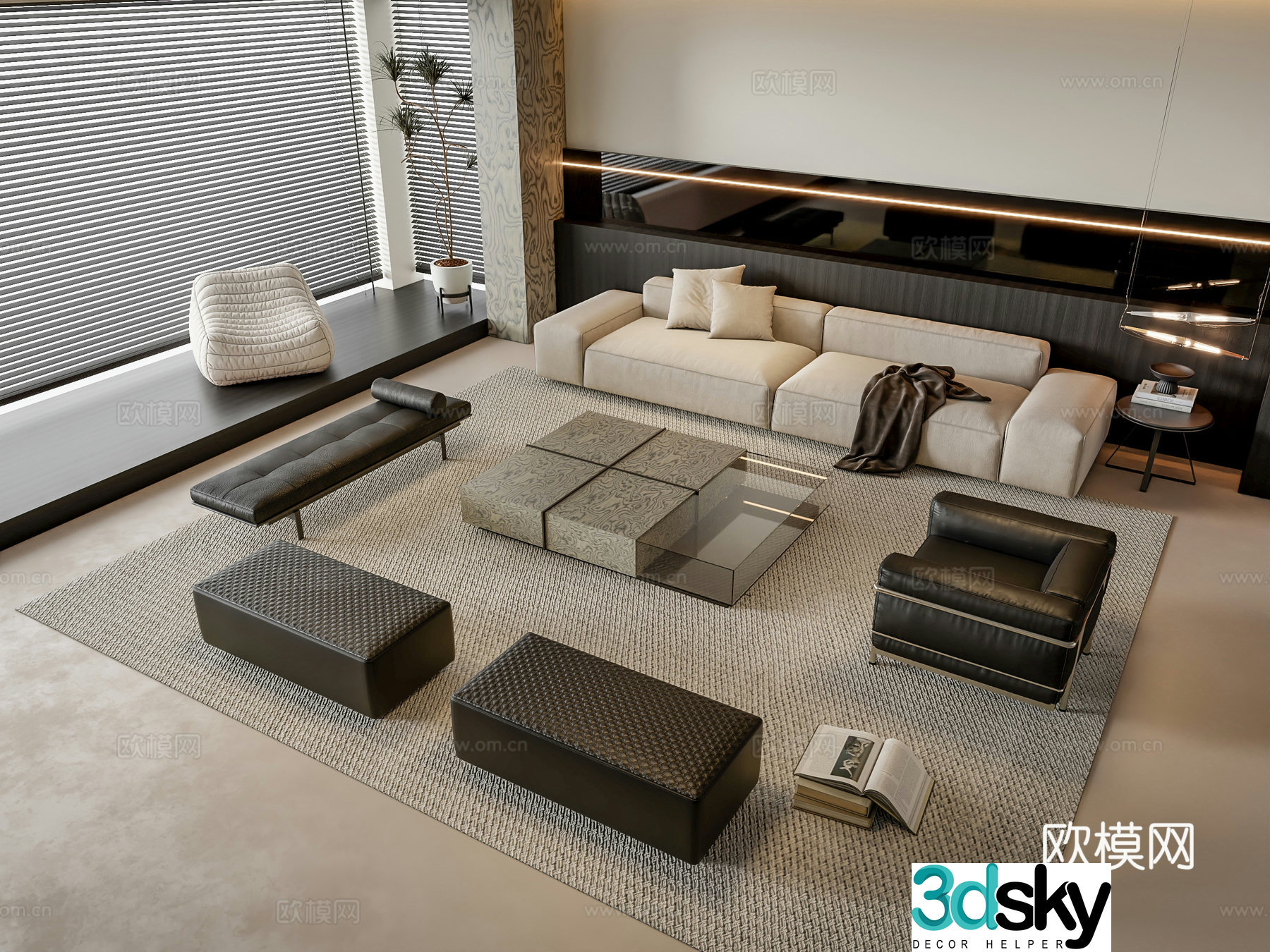 Modern sectional sofa 3d model