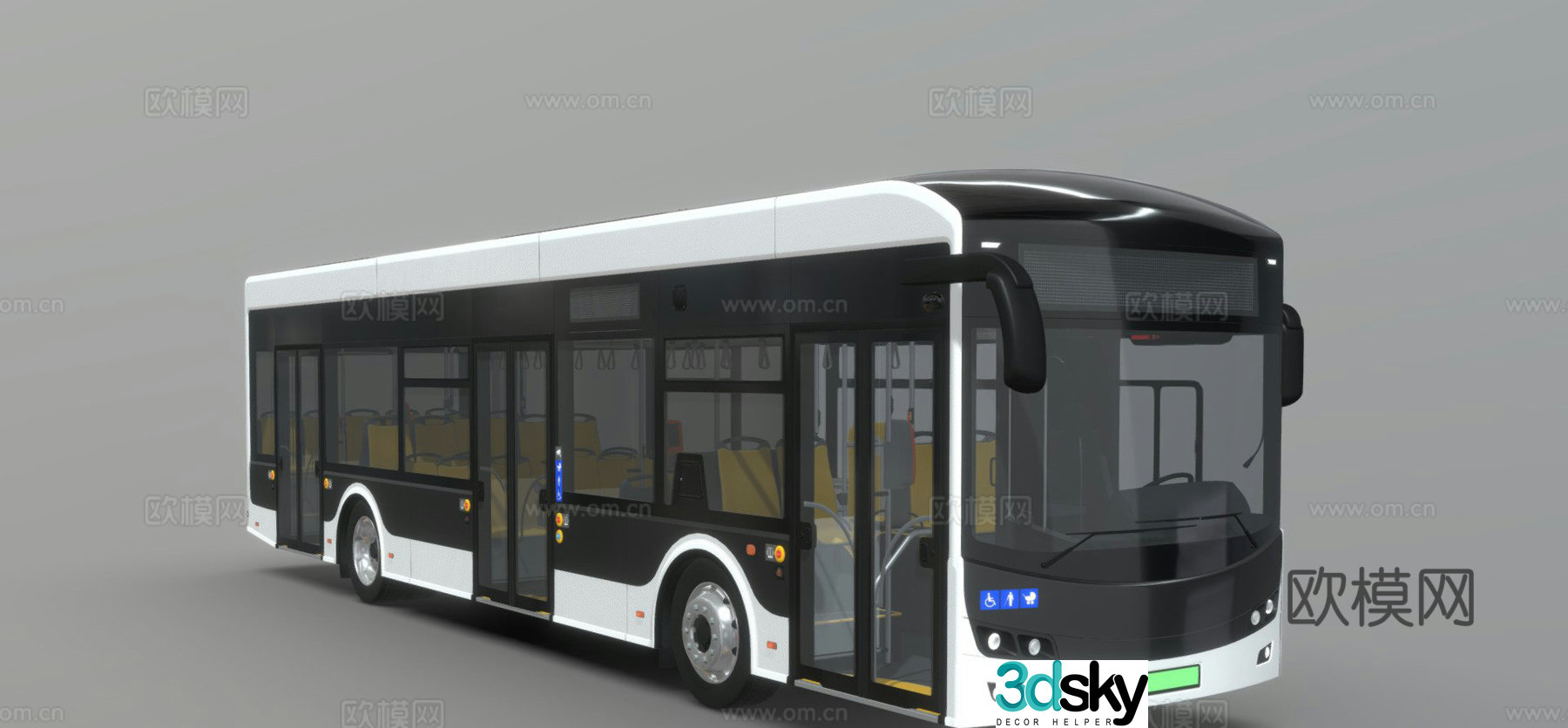 electric city bus car bus 3d model