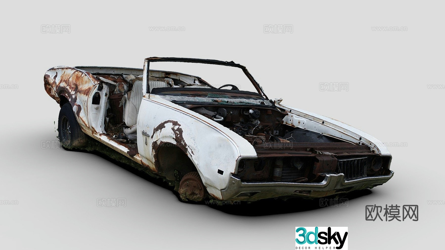 car wreck sedan 3d model