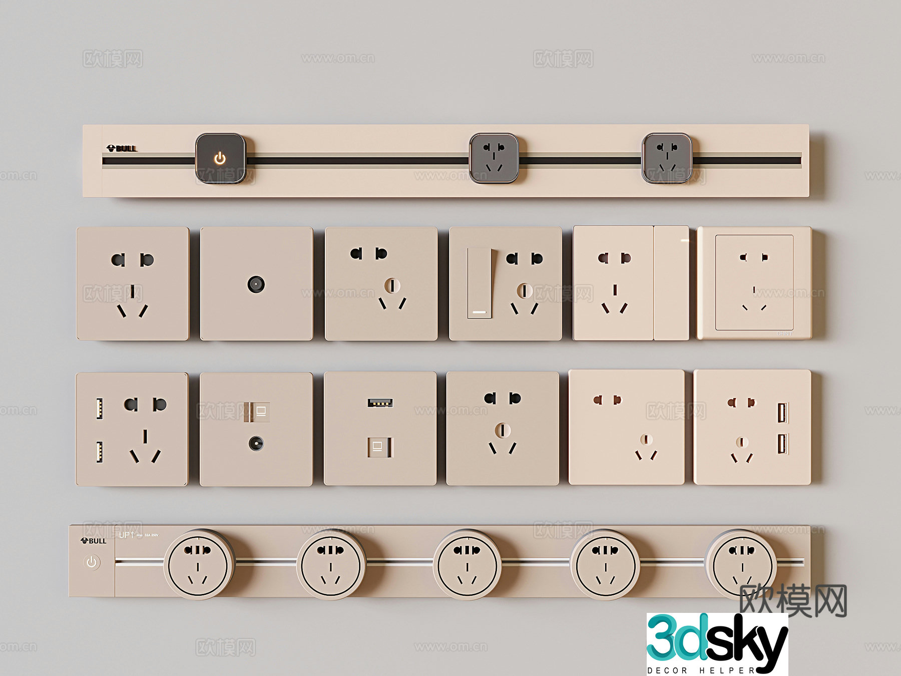 switch socket panel network cable socket 3d model