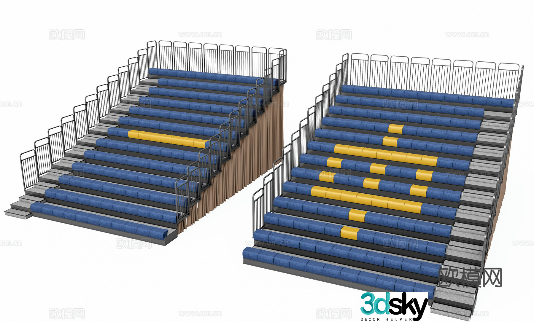 Modern sports bleachers stadium seats 3d model