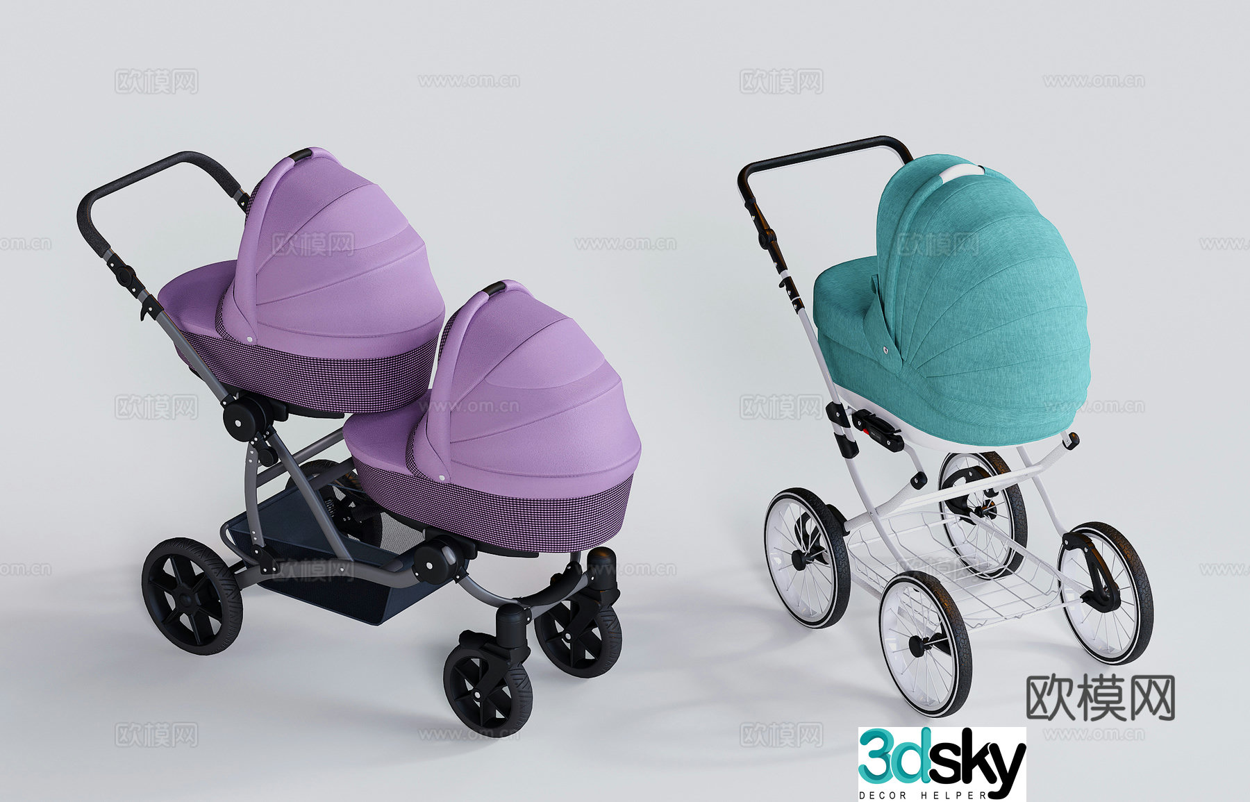 Modern stroller baby stroller 3d model