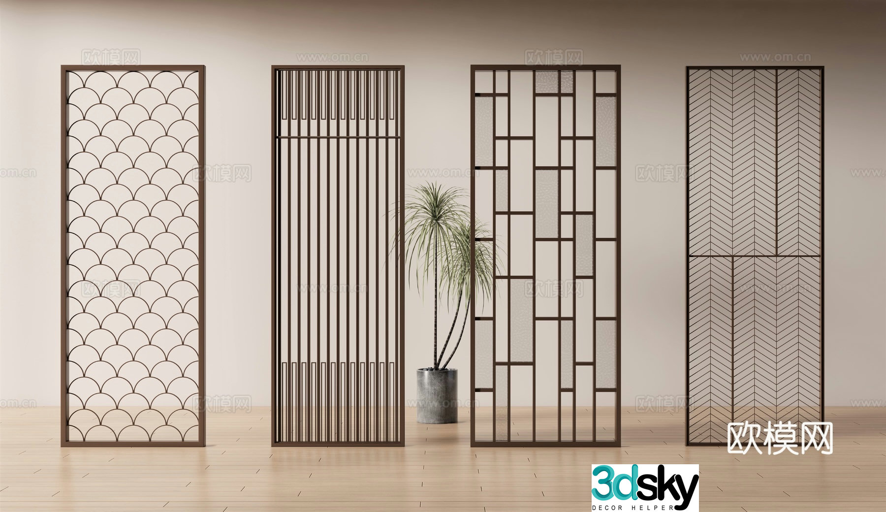 Modern screen partition 3d model