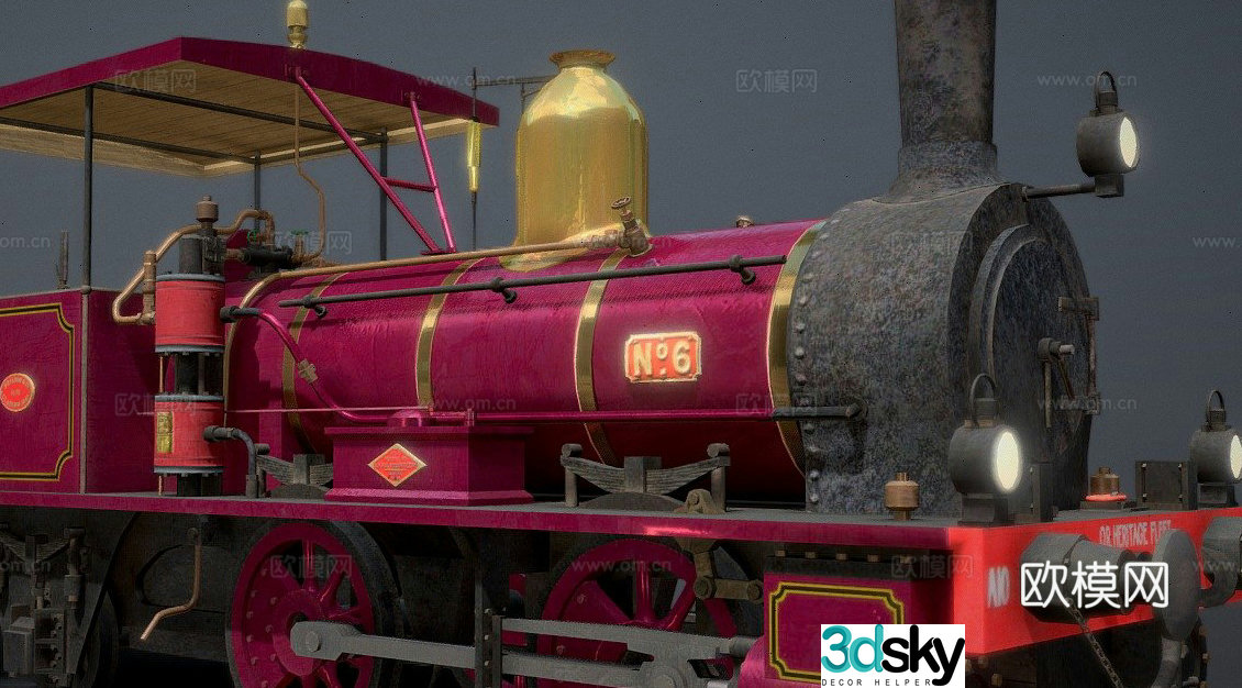 steam locomotive train 3d model