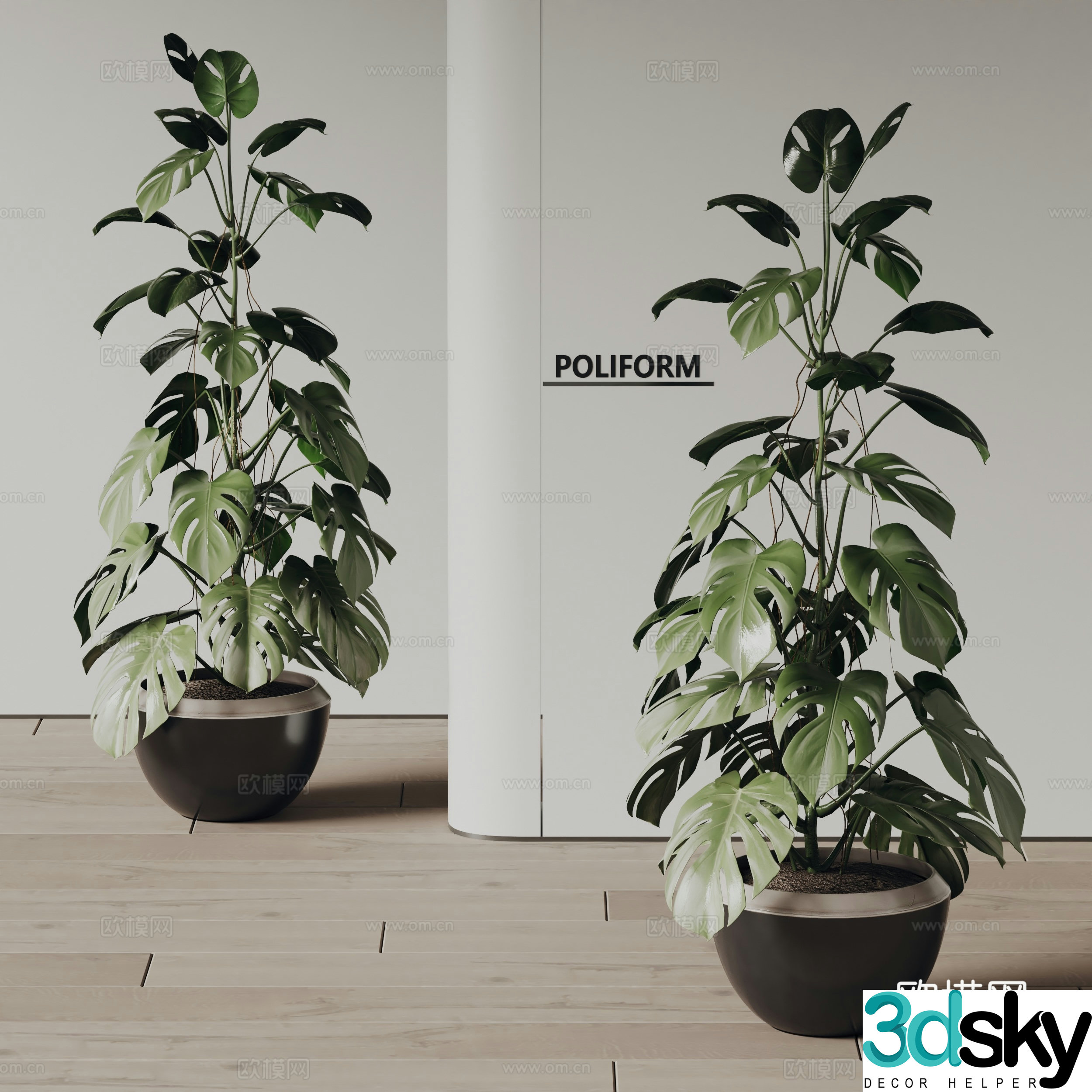 poliform green plant potted plant 3d model