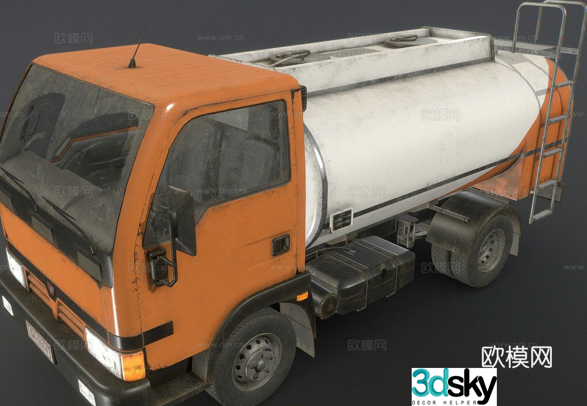 water tank truck transport truck cement truck 3d model
