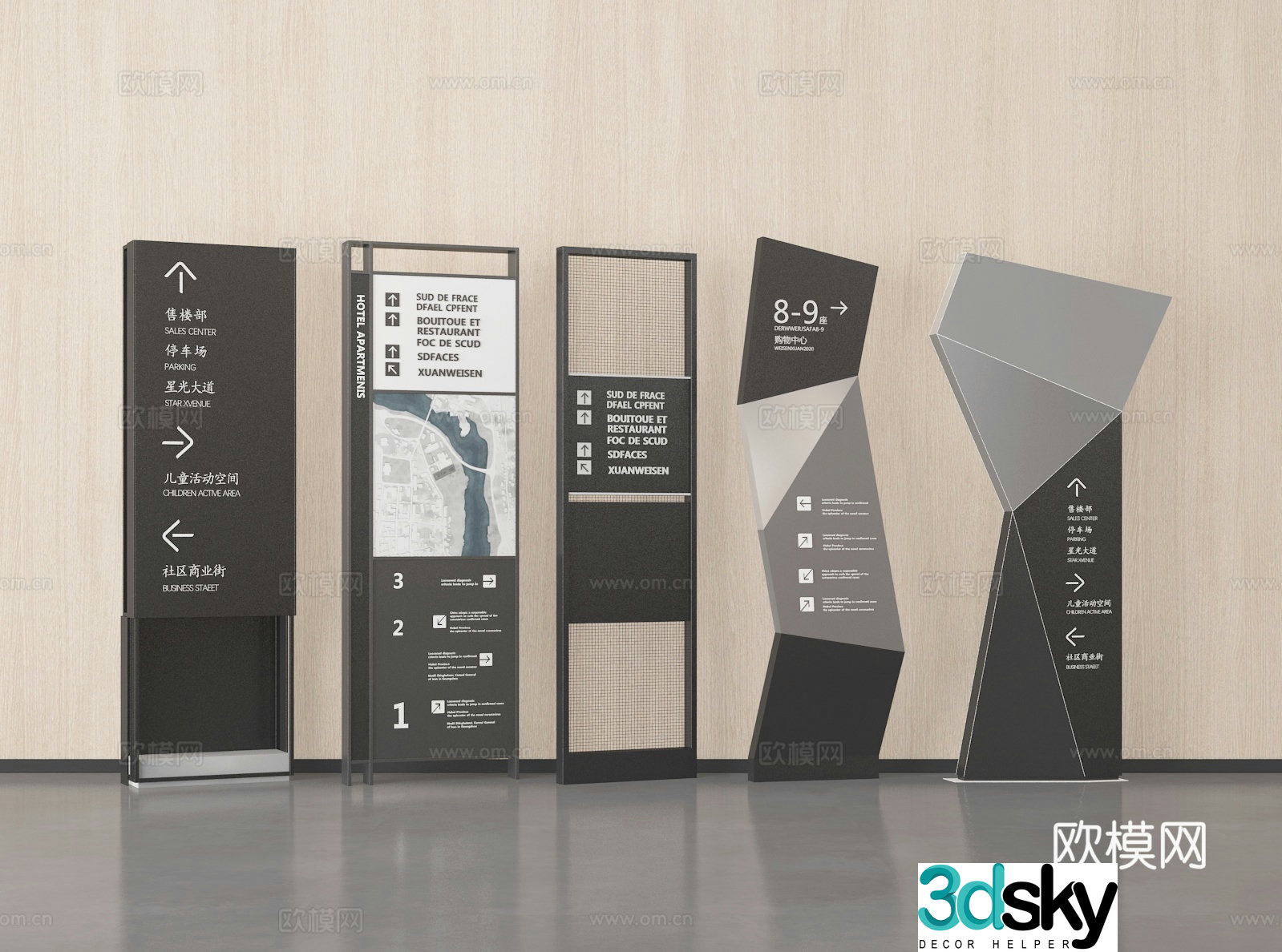Signage guide sign 3d model