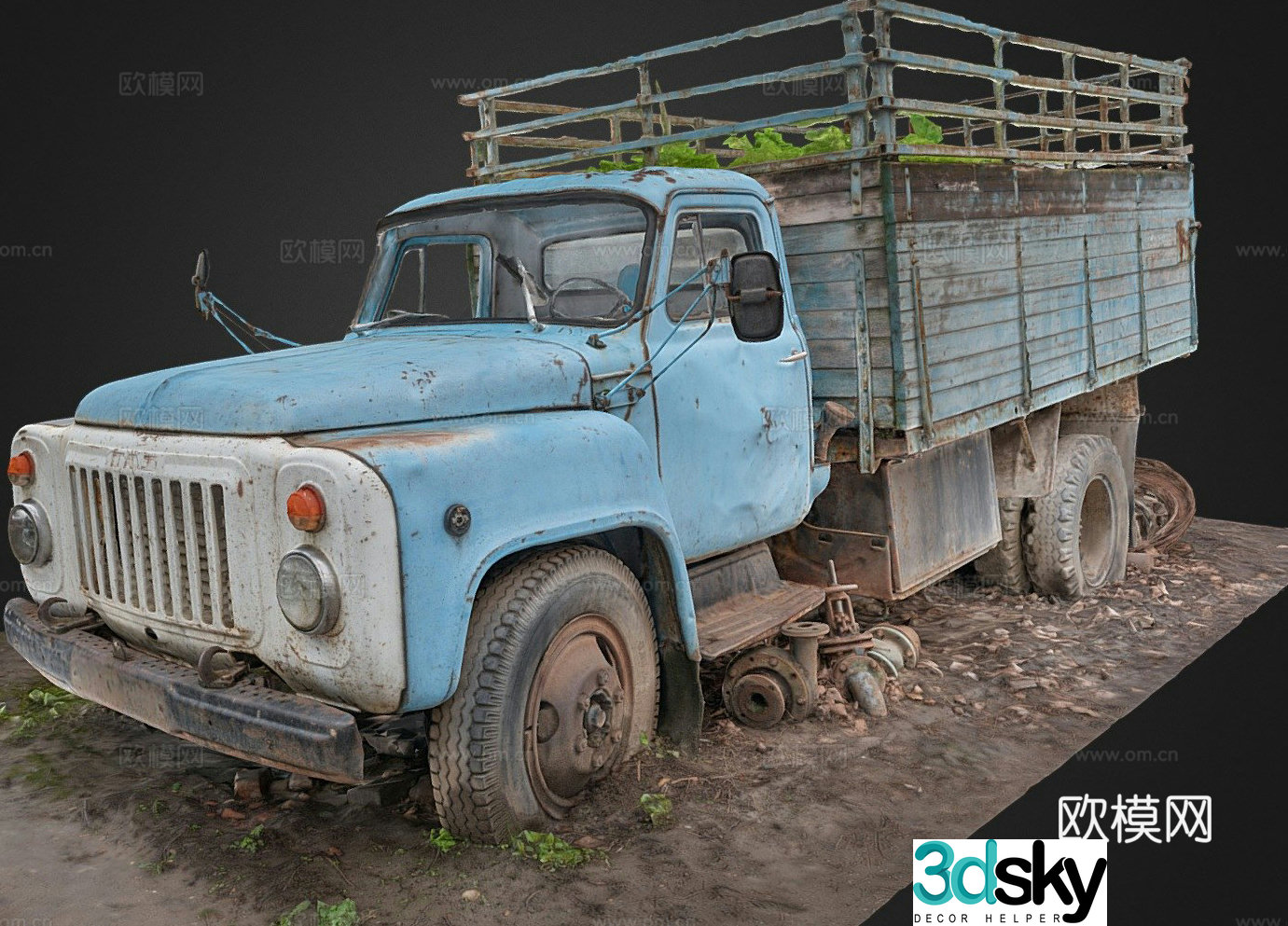 Truck with interior vegetable patch truck 3d model