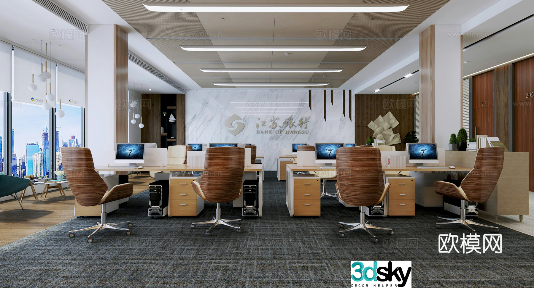 Public office area office 3d model