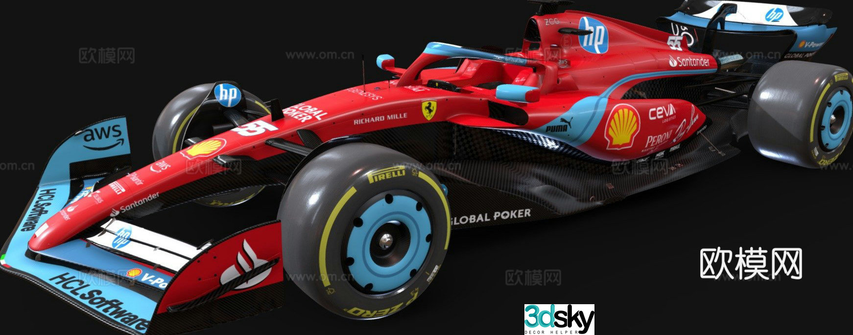F1 Ferrari SF-24 car race car 3d model